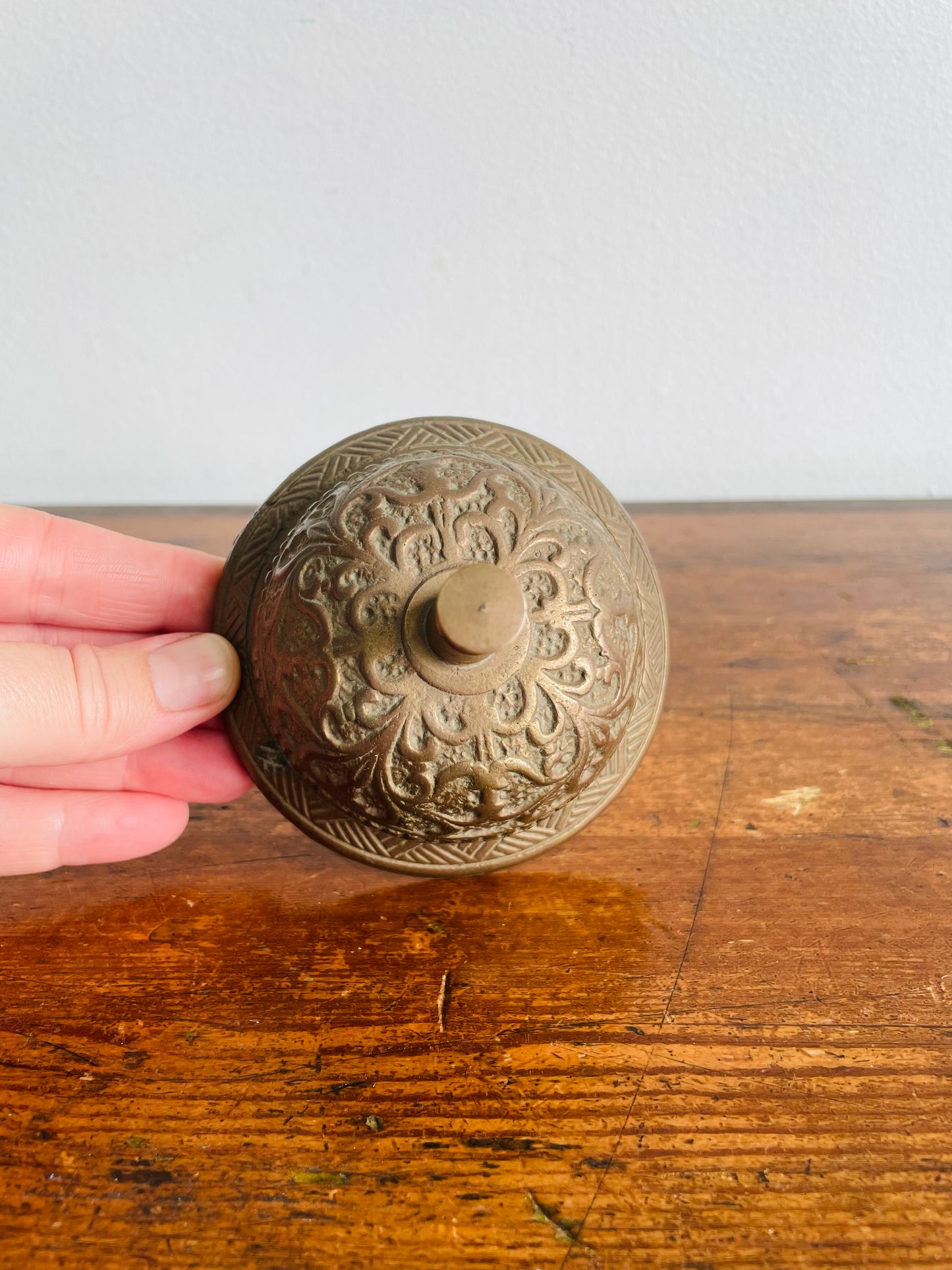 Antique Victorian Ornate Solid Brass Shop Counter or Hotel Front Desk Service Bell