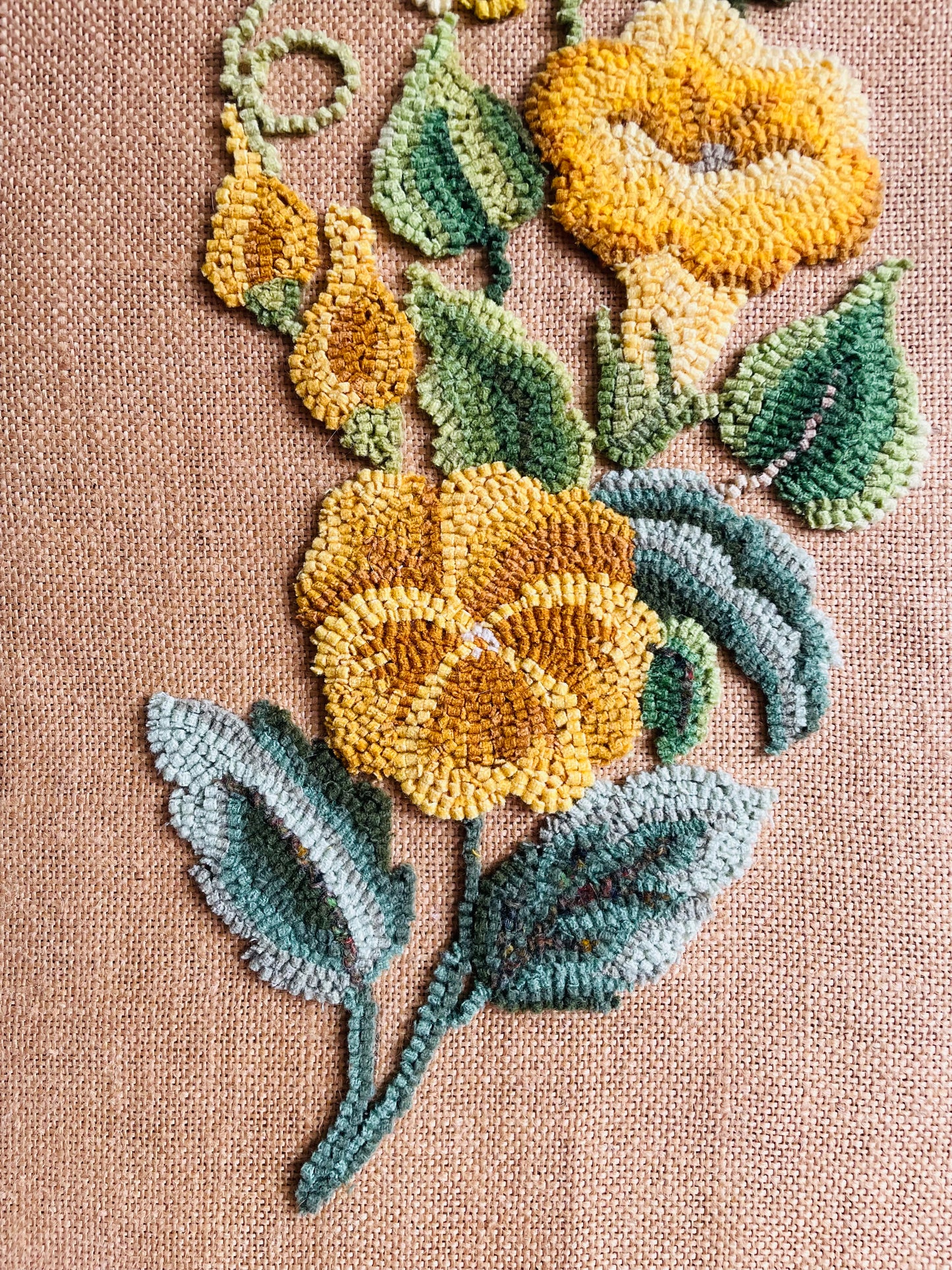 Tall Floral Rug Hook Embroidery Picture - June 19, 1979