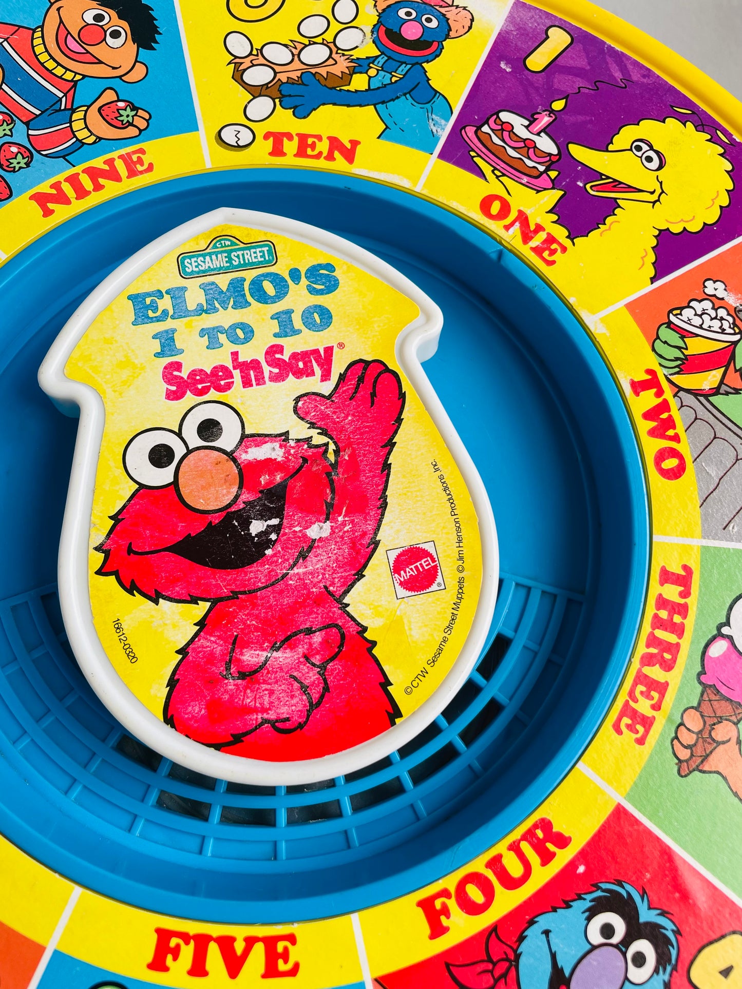 Vintage 1989 Mattel CTW Sesame Street Muppets Elmo's 1 to 10 See 'n Say Toy - Tested/Works!