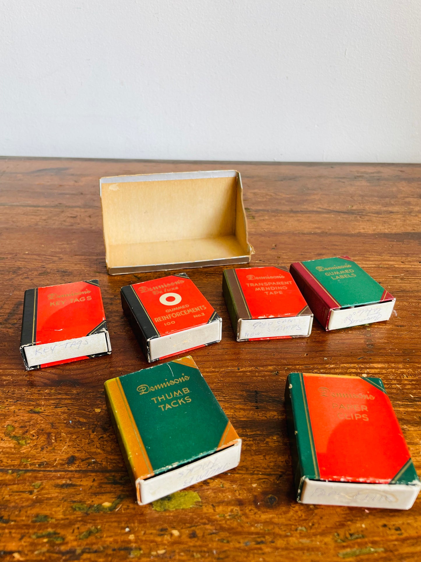 Vintage 1950s Dennison's Miniature Cardboard Bookshelf with Office Supply Book Boxes - Adorable Gift for the Bookworm!