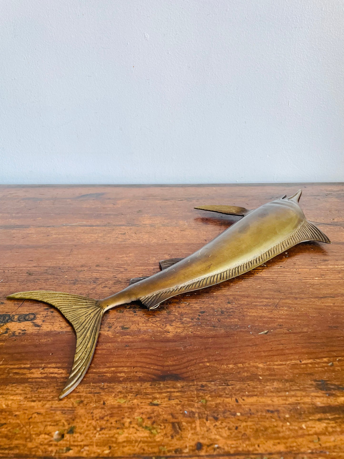 Vintage Solid Brass Swimming Marlin Fish or Swordfish - Wall Hanging Decor
