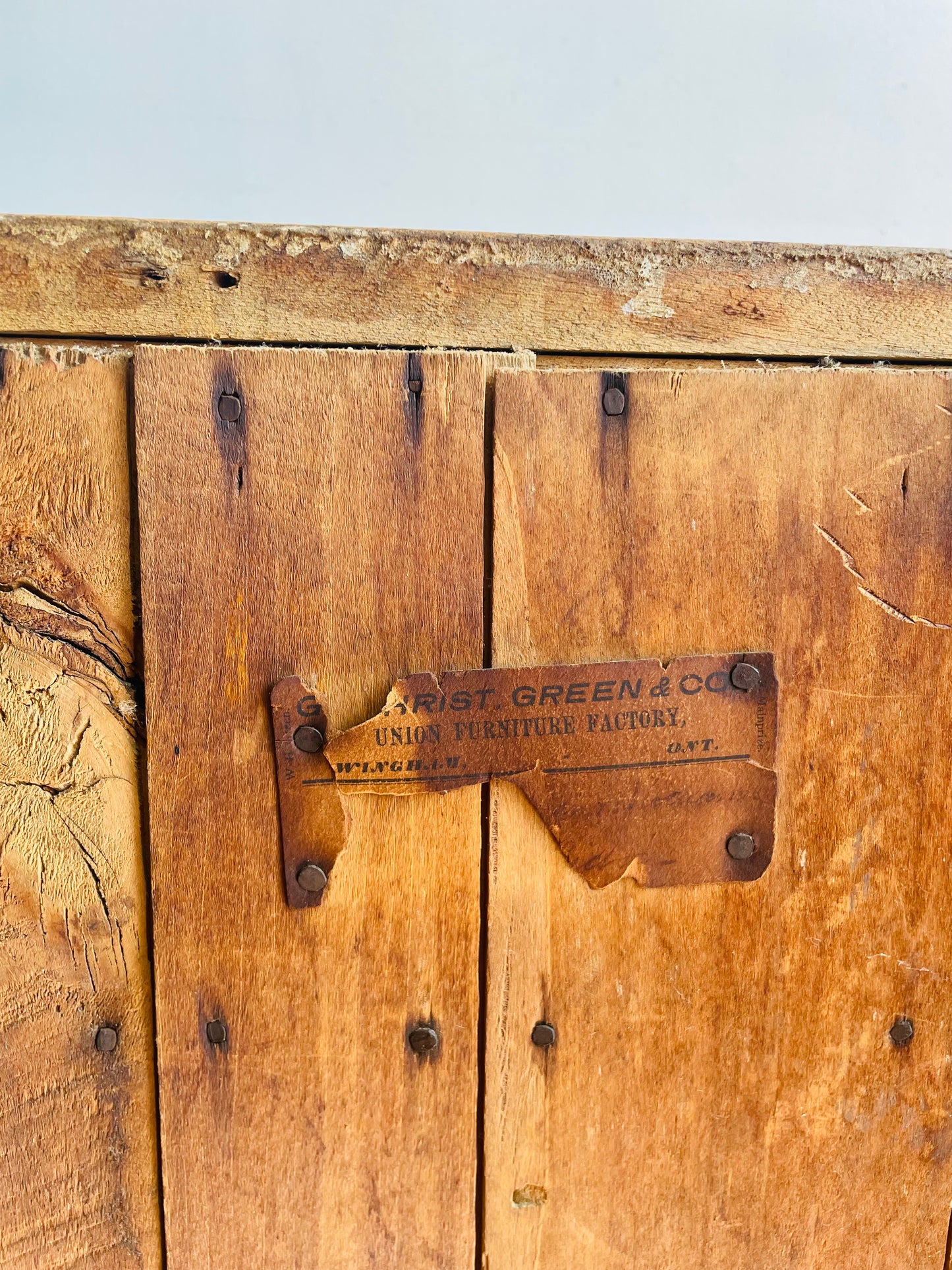 Antique 1800s Pine Wood Cabinet - Gilchrist Green & Co. Union Furniture Factory Wingham, Ontario - PICK-UP ONLY