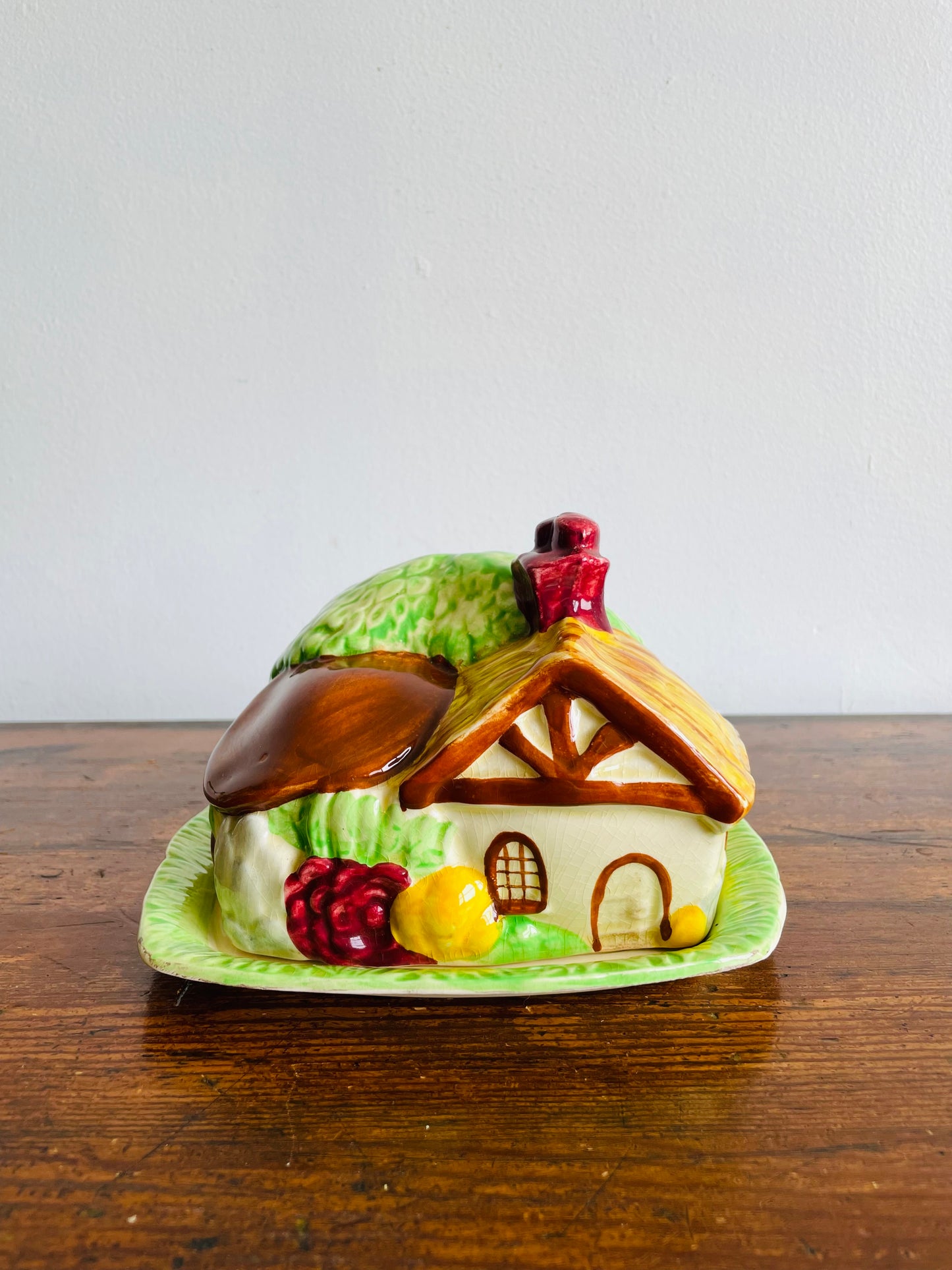 1930s Wade Heath Cottage Covered Butter Dish - Made in England