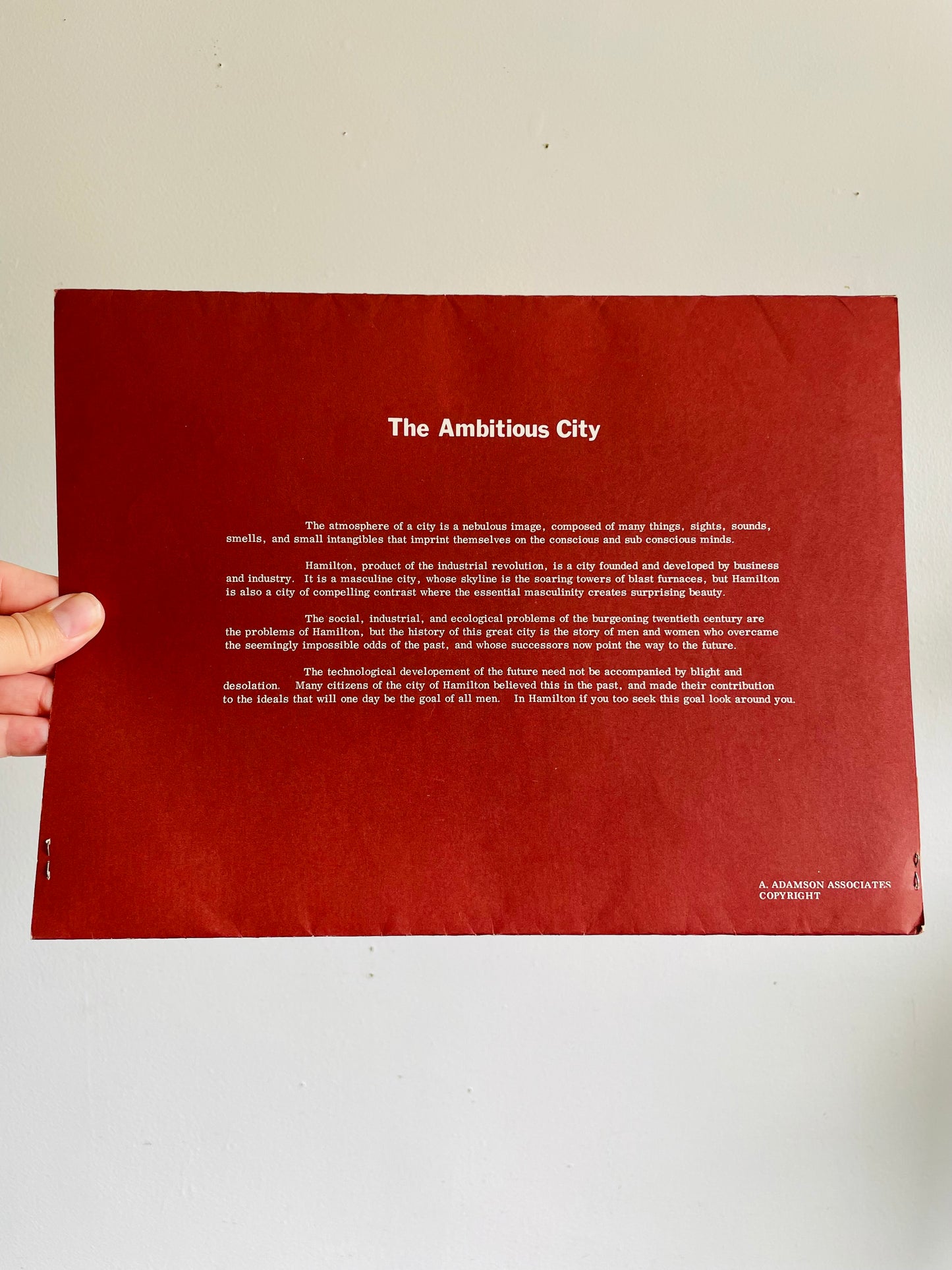 Vintage The Ambitious City - A Portfolio of Sketches of Hamilton, Ontario by A. Adamson - Includes 6 Prints
