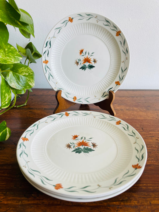 Adams Real English Ironstone Micratex Side Dish 8" Plates - Bittersweet Flower Pattern - Set of 4