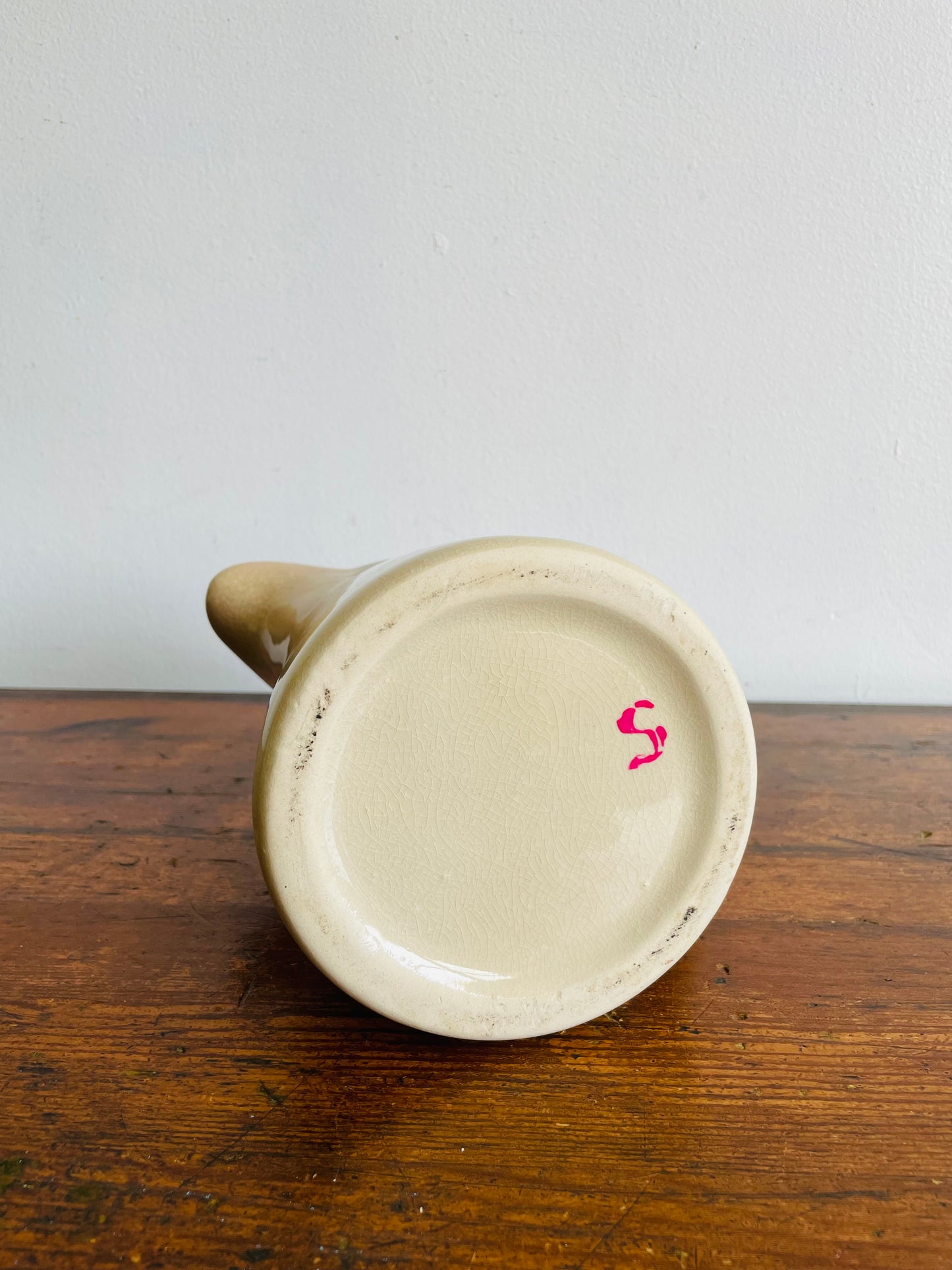 Farmhouse Stoneware Pitcher Jug Vase or Utensil Holder with Rose Design - Found in Dublin, Ireland