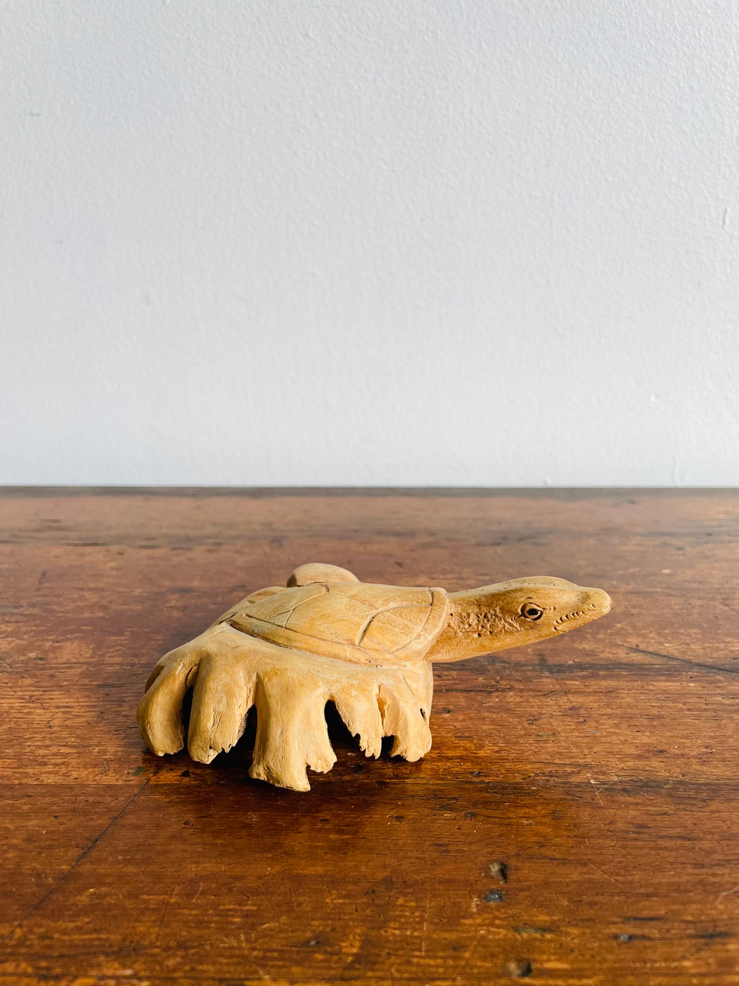 Hand Carved Wooden Turtle Sculpture Figurine