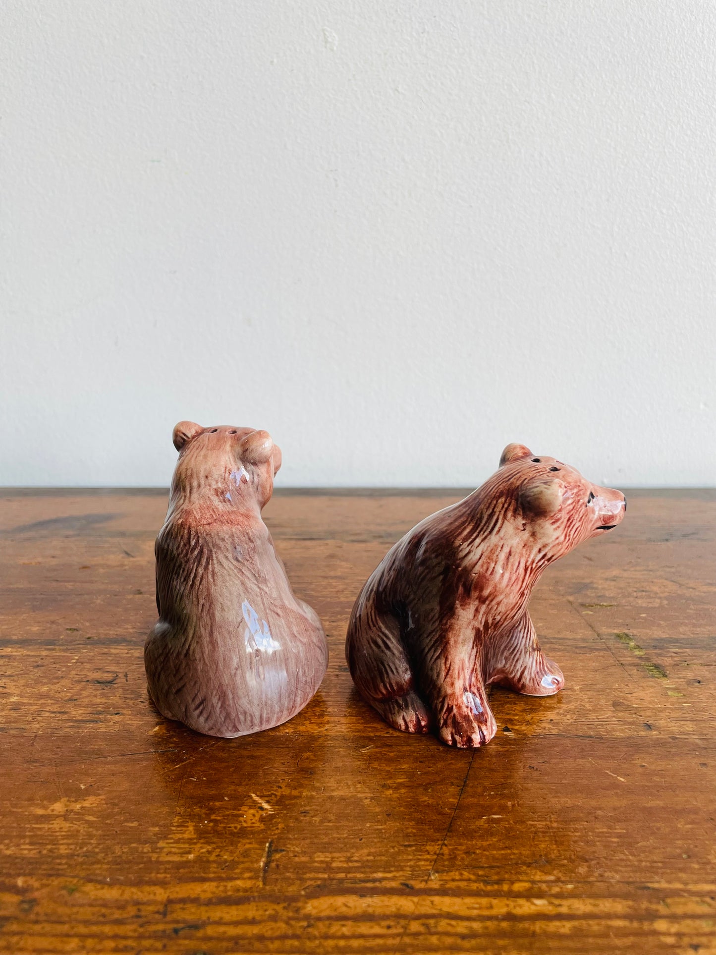 Giftcraft Taiwan Ceramic Brown Bear Salt & Pepper Shakers - Set of 2