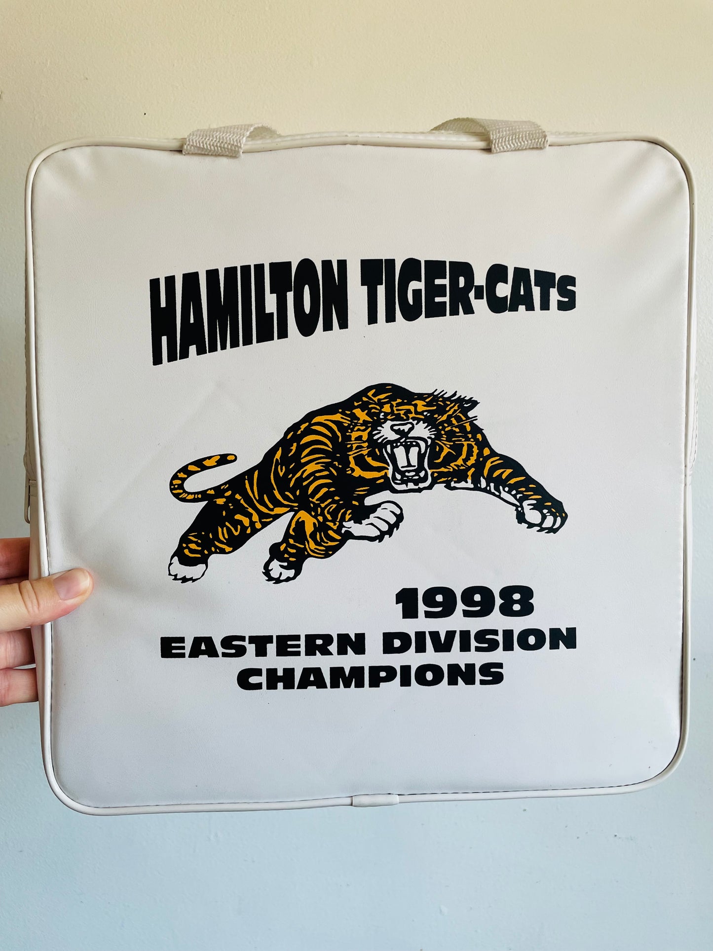 Vintage Hamilton Tiger-Cats Football 1998 Eastern Division Champions Stadium Seat Cushions with Handles - Set of 2