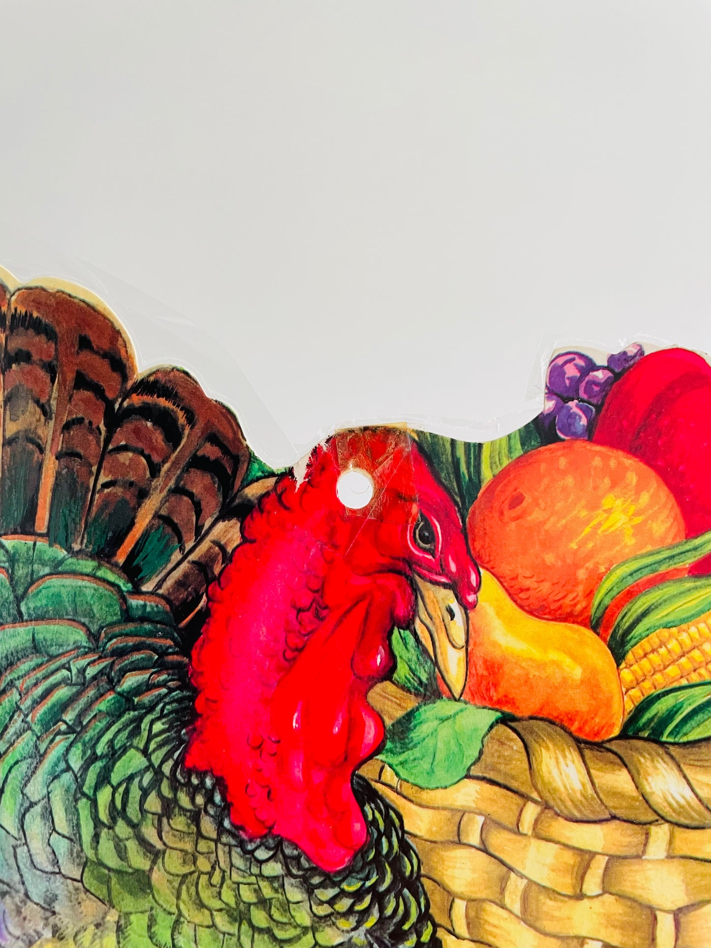 Vintage Thanksgiving Cardboard Cutout - Turkey with Bountiful Harvest # 1