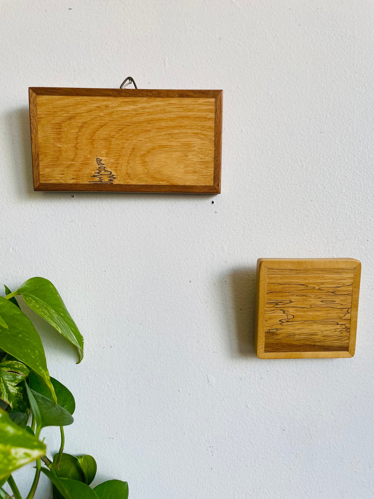 Vintage Handmade Wood Wall Hanging Plaque Pictures for Your Own Projects - Paint on Them, Press Flowers, Shellac DIY Art, Etc. - Set of 2