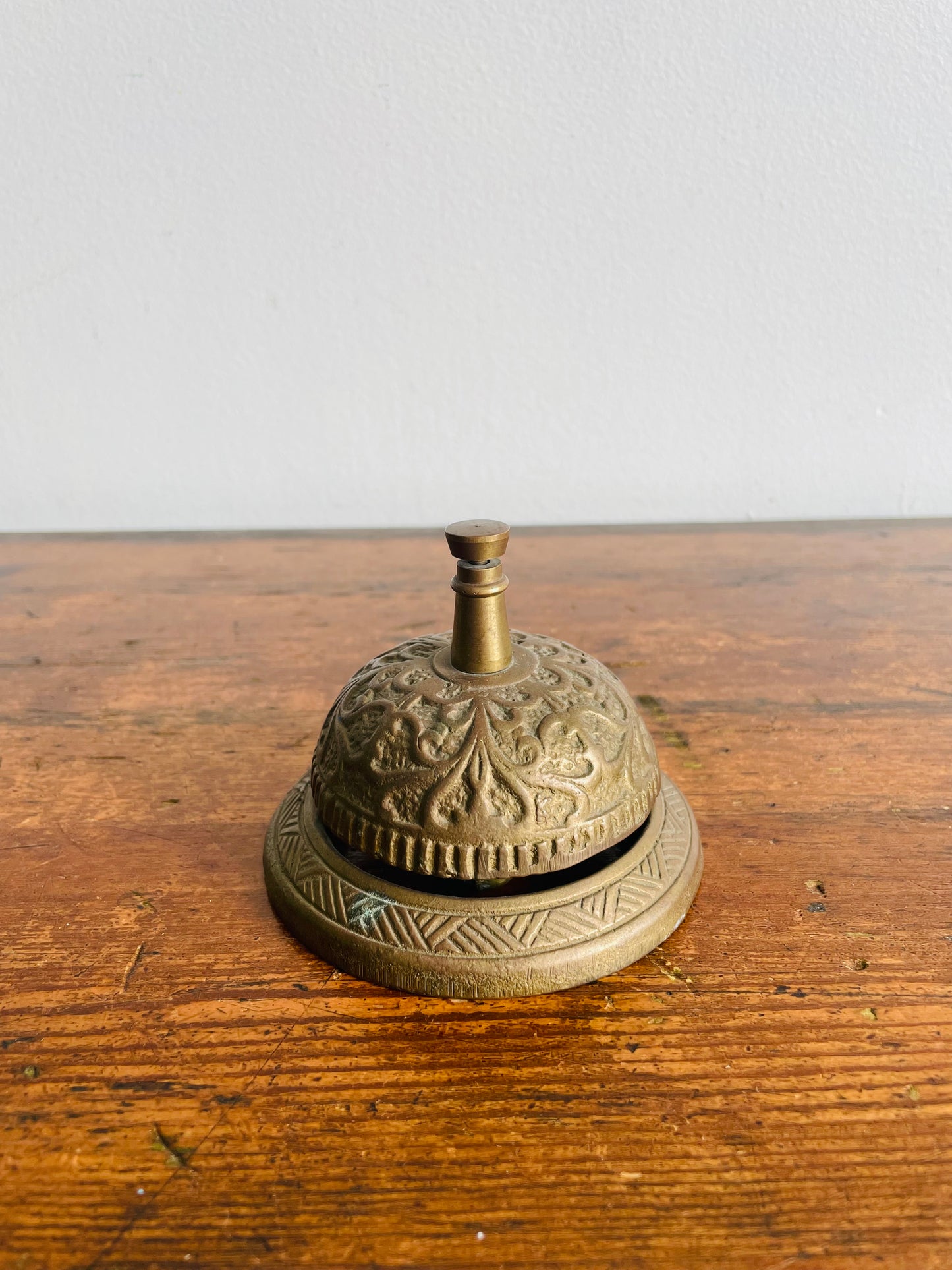 Antique Victorian Ornate Solid Brass Shop Counter or Hotel Front Desk Service Bell