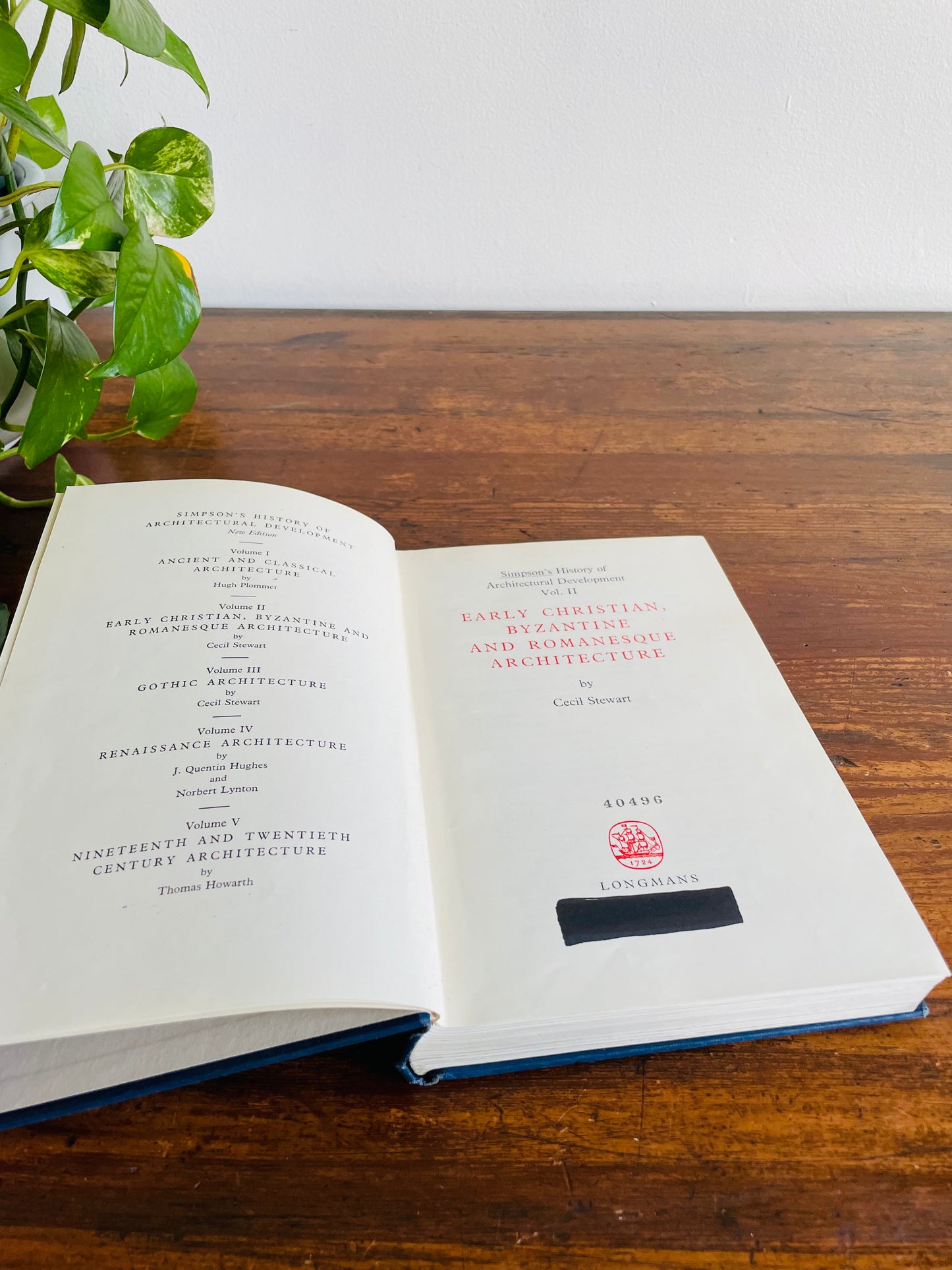 Simpson's History of Architectural Development Volume II by Cecil Stewart Hardcover Book - Early Christian, Byzantine & Romanesque Architecture (1959)