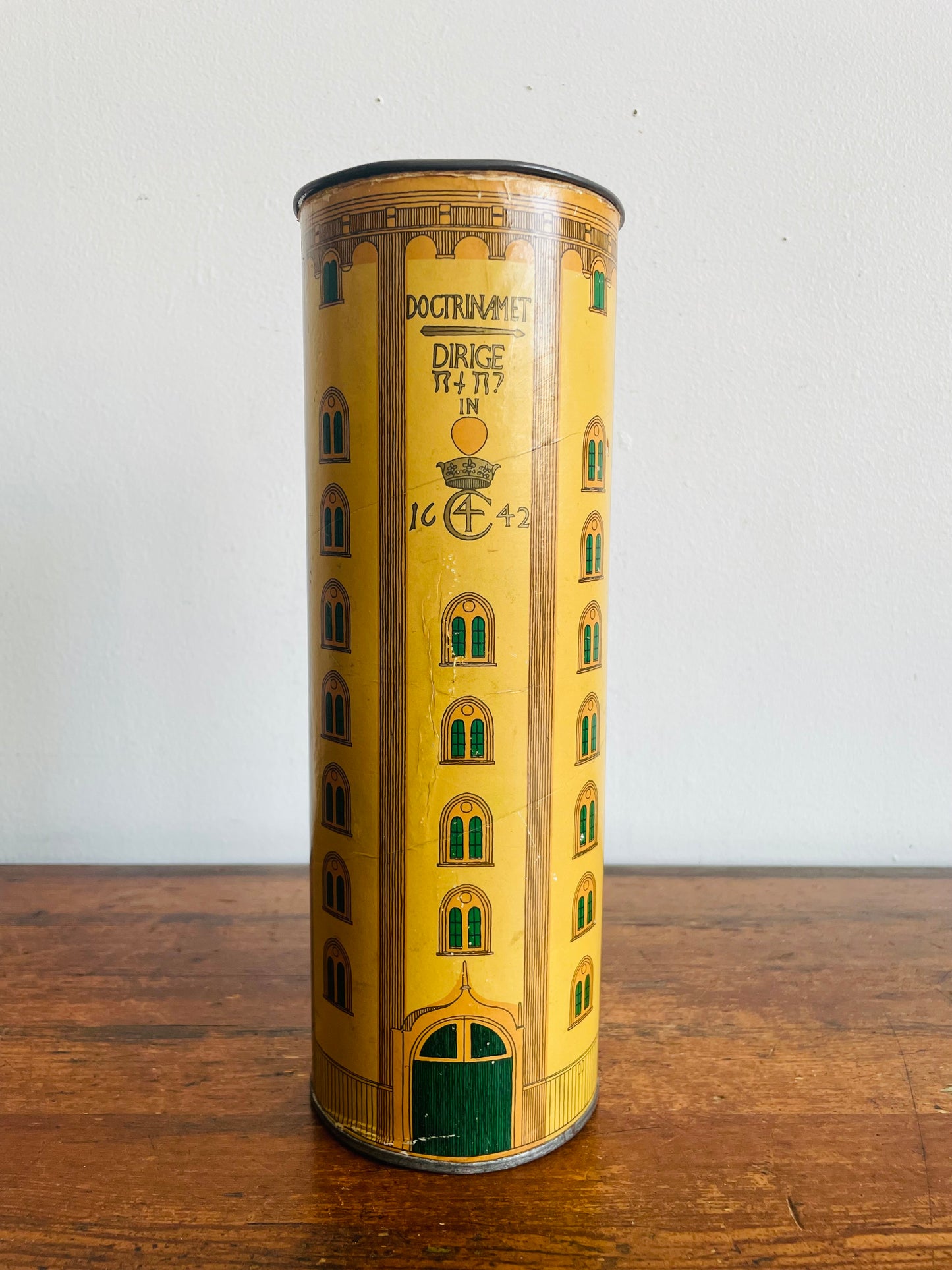 Vintage Cardboard & Metal Canister with Lid - Danish Agricultural Marketing Board Copenhagen - Made in Denmark