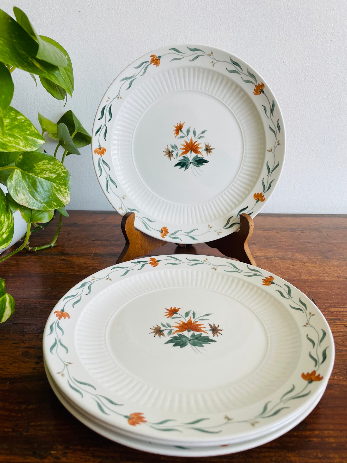 Adams Real English Ironstone Micratex Side Dish 8" Plates - Bittersweet Flower Pattern - Set of 4
