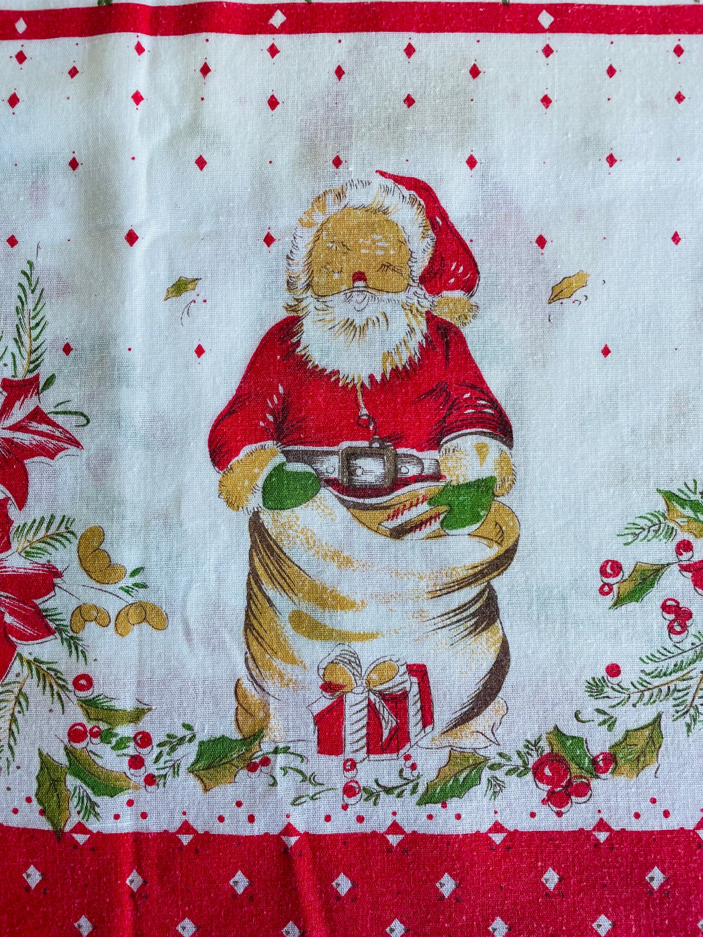 Adorable Santa with Sack of Presents Rectangular Cotton Tablecloth