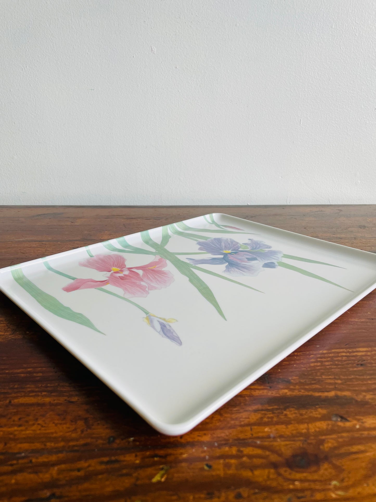 Mebel Melamine Serving or Decorative Tray with Purple & Pink Iris Flowers - Made in Italy