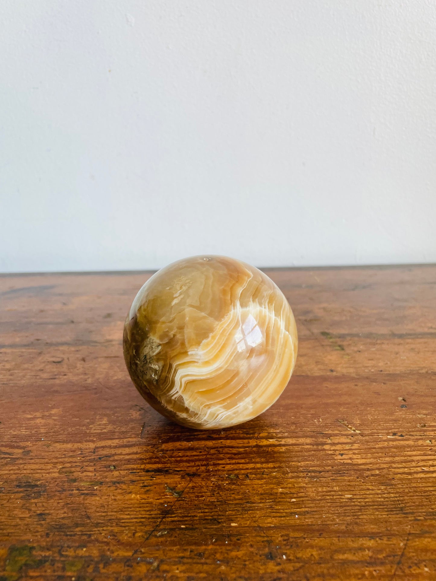 Vintage Genuine Italian Onyx Stone Sphere - Made in Italy