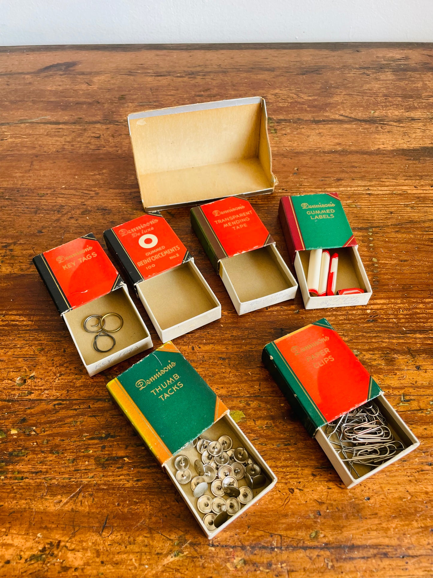 Vintage 1950s Dennison's Miniature Cardboard Bookshelf with Office Supply Book Boxes - Adorable Gift for the Bookworm!