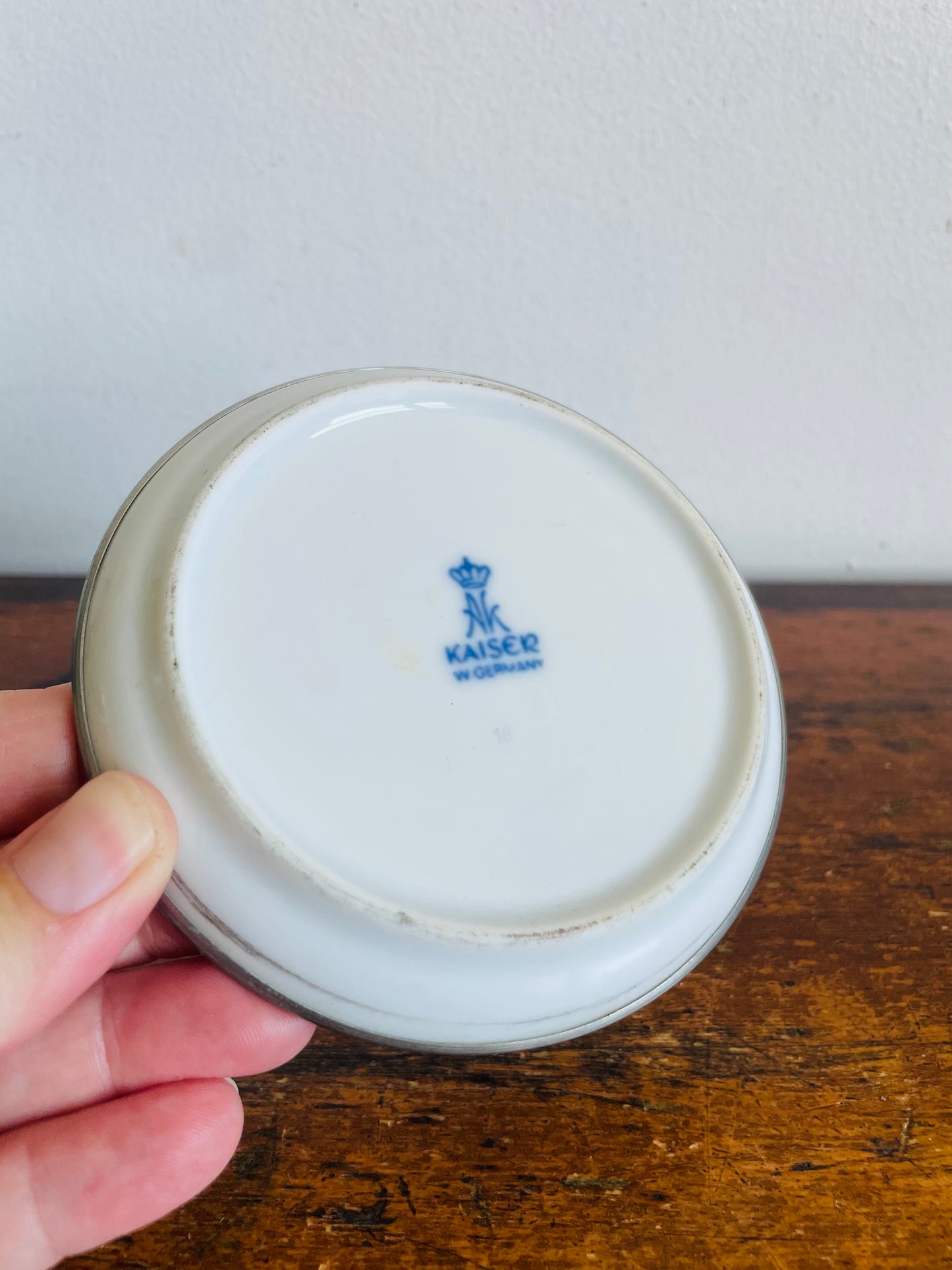 Vintage Kaiser West Germany Porcelain & Pewter Coaster, Trinket Dish, or Wall Hanging Picture with Quail Bird Design - Includes Optional Wall Hanging Hook