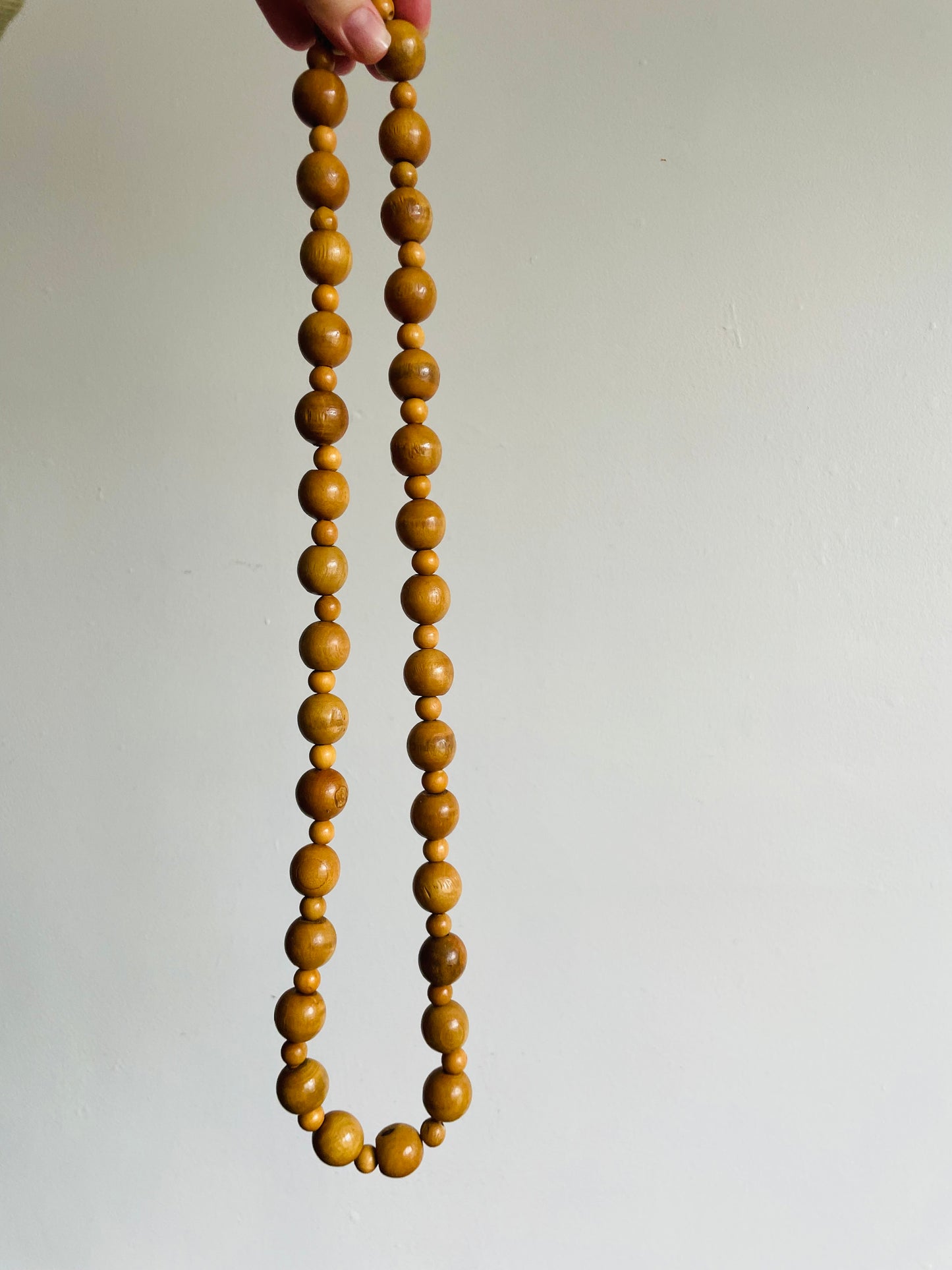 Solid Wood Beads on Rope - Necklace or Decor Piece