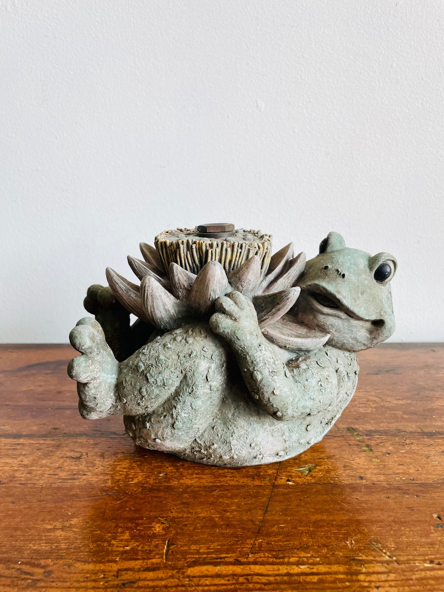 Adorable Frog with Flower Sprinkler or Fountain Water Feature - Easily Attaches to a Garden Hose!