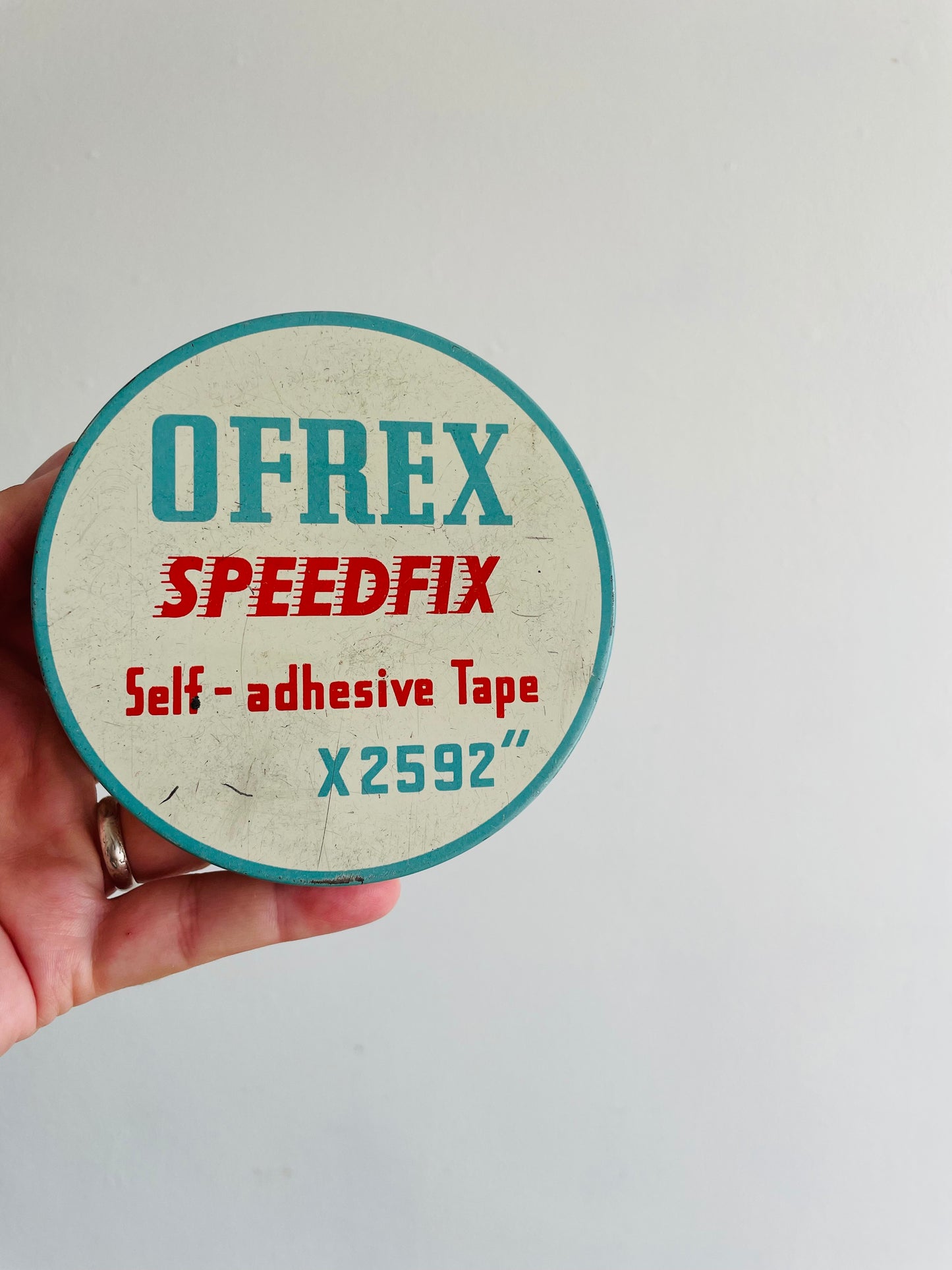 Ofrex Speedfix Toronto Canada Self-Adhesive Tape Container Tin with Lid - Made in England - Perfect for Storing Small Items!