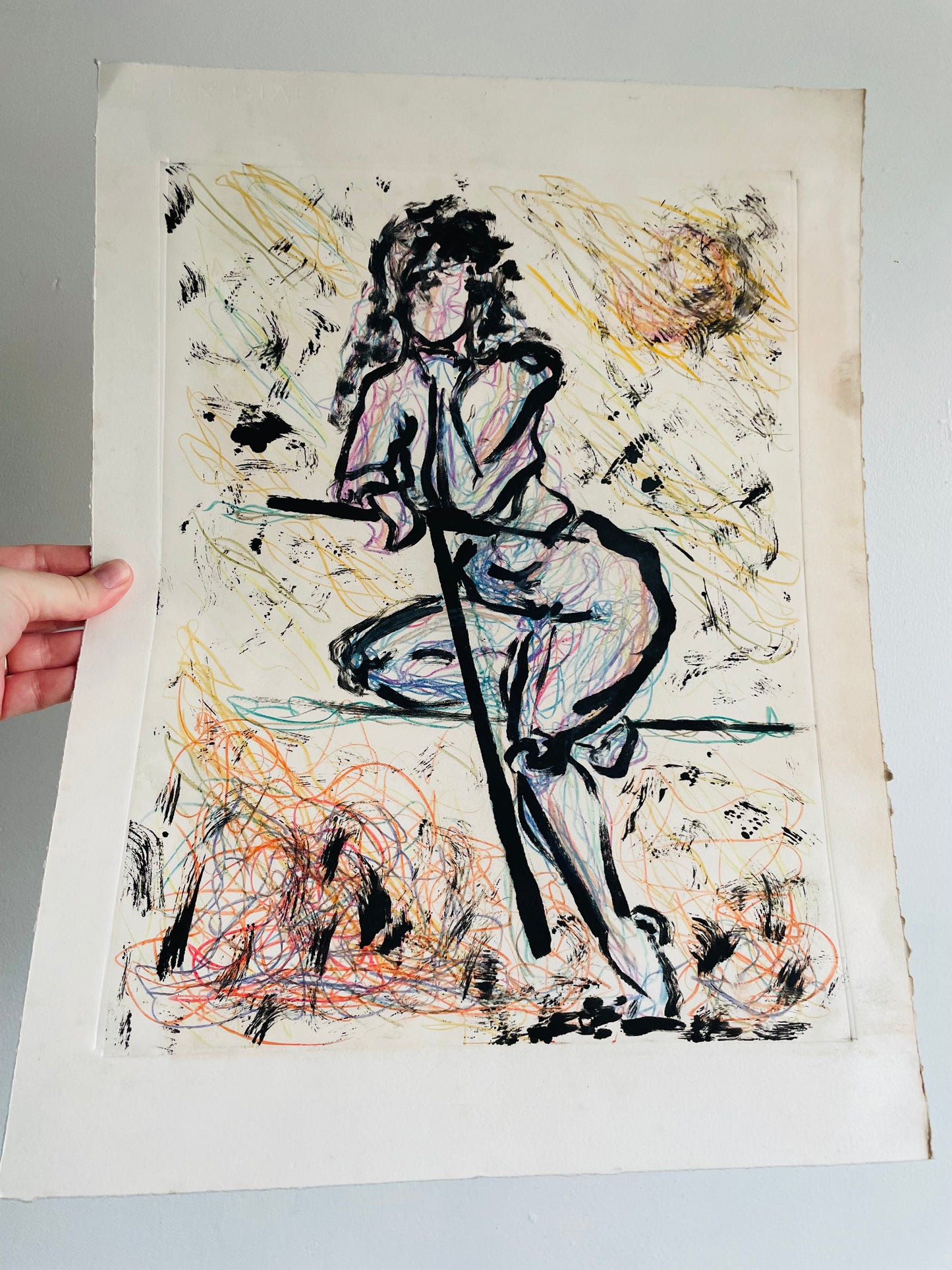 1950s Original Art Mixed Media Painting Sketch - Academic Portrait Study on Paper of Nude Woman
