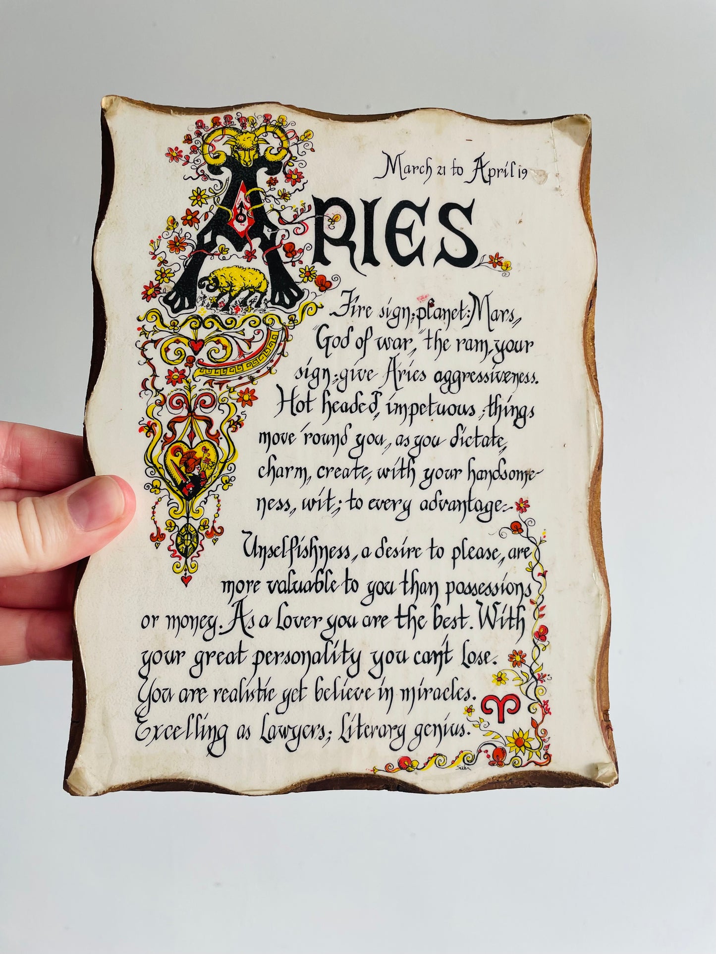 Aries Zodiac Sign Wooden Wall Plaque