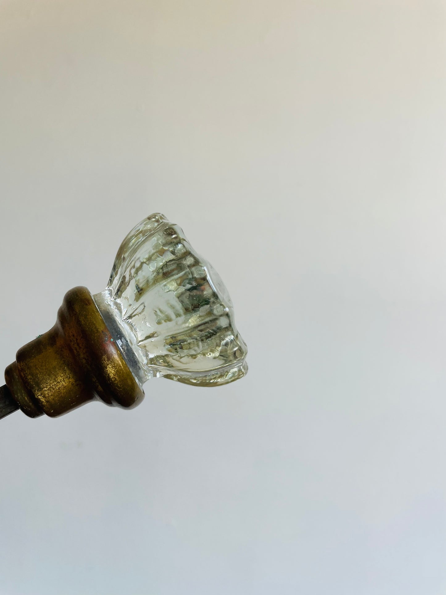Fluted Glass 12 Point Door Knob Set with Brass Connecting Spindle Shaft #3