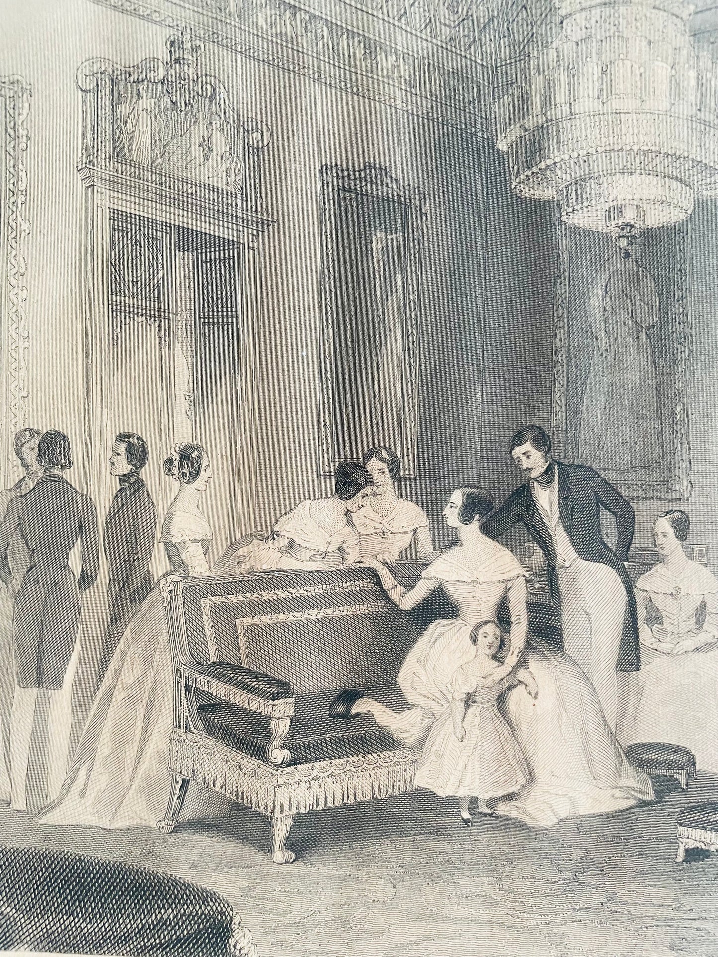 Albert & Victoria Buckingham Palace The Yellow Drawing Room Lithograph Print Picture