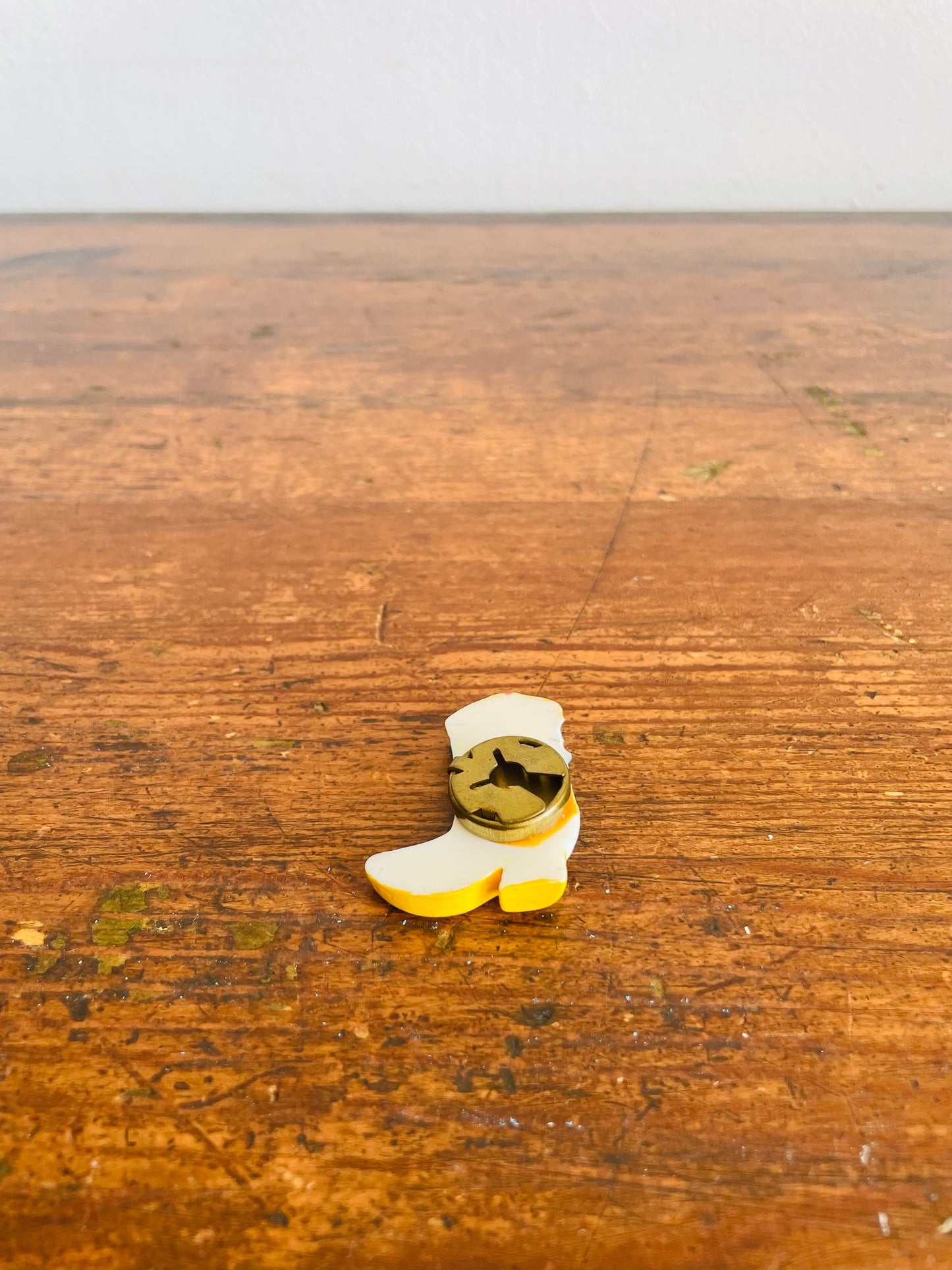 Cowboy Boot Button Cover - Yellow & Turquoise - Clip Over Your Button to Add Some Flair!