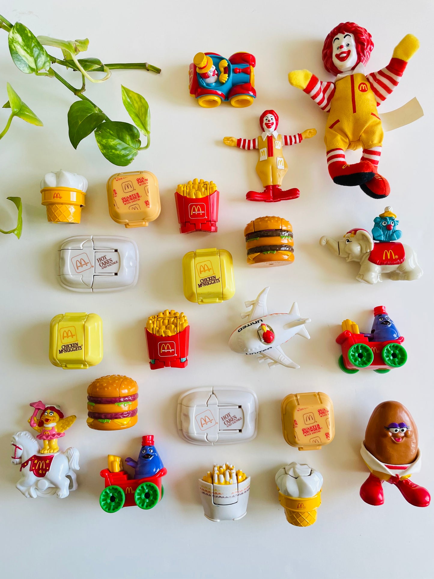 Vintage McDonald's Happy Meal Toy Bundle - Ronald McDonald Themed Toys - Finger Puppet Doll, Circus Car & Action Figure- Set of 3
