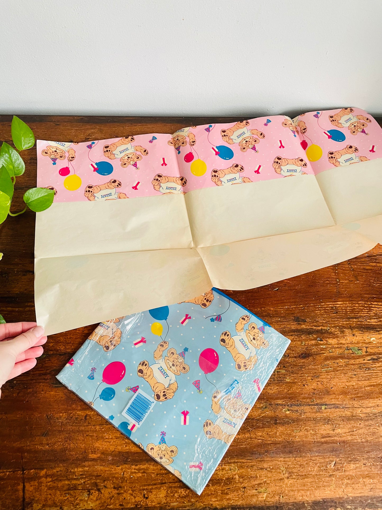 Vintage Zellers Nostalgia Bundle - Zellers 100% Cotton Cloth Tote Bag & Zeddy Bear Birthday Wrapping Paper