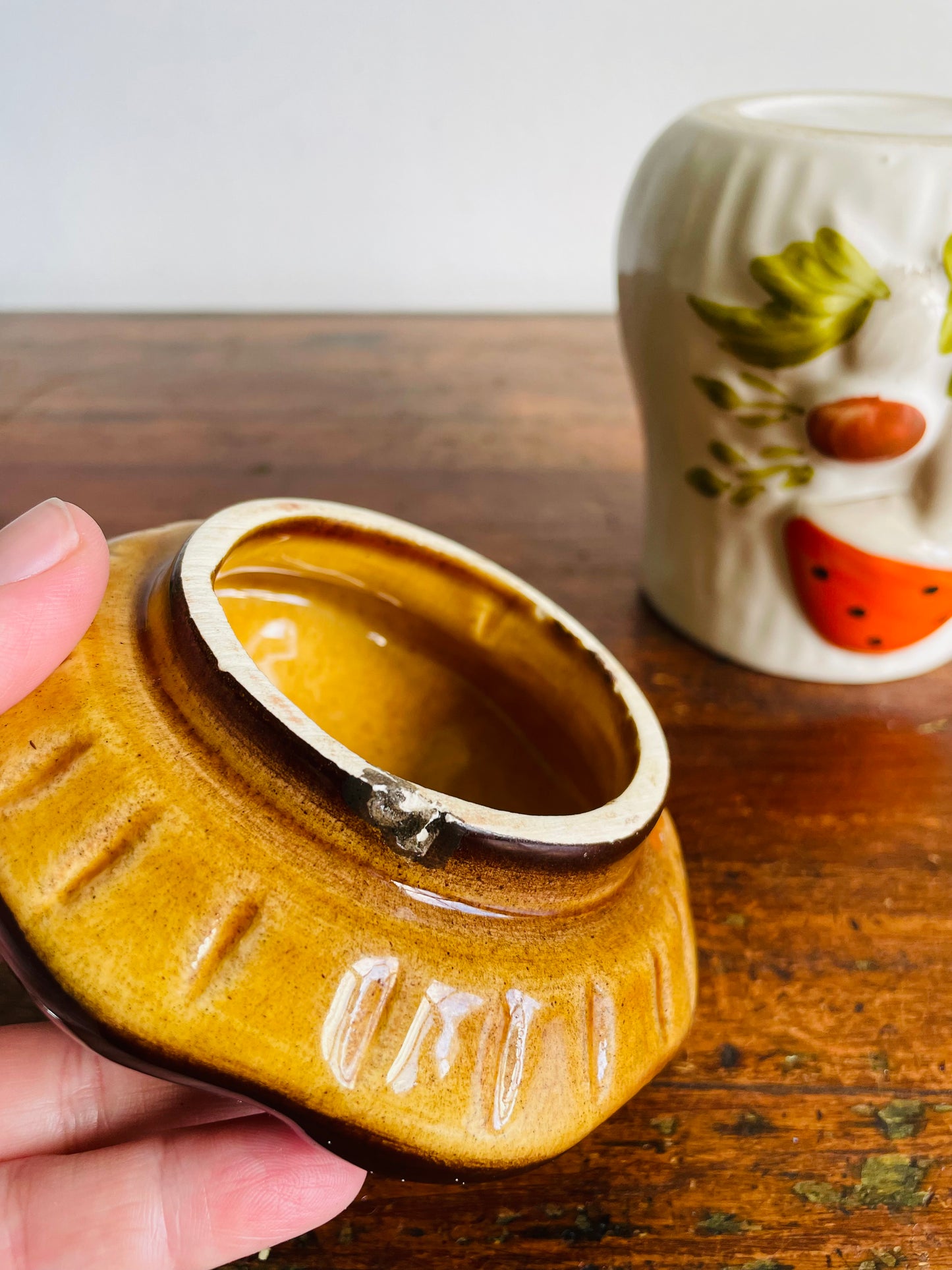 Vintage Medium Laurentian Pottery Merry Mushroom Kitchen Canister Jar with Lid - Made in Canada