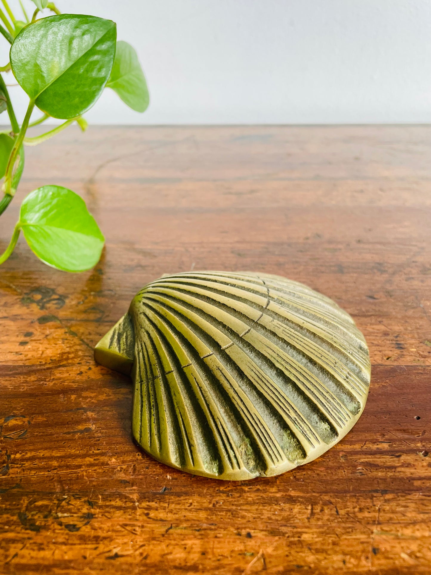 Vintage Brass Clam Shell Seashell - Pier 1 Imports - Made in Korea - Includes Screws & Ledge - Might Originally Be A Bookend?