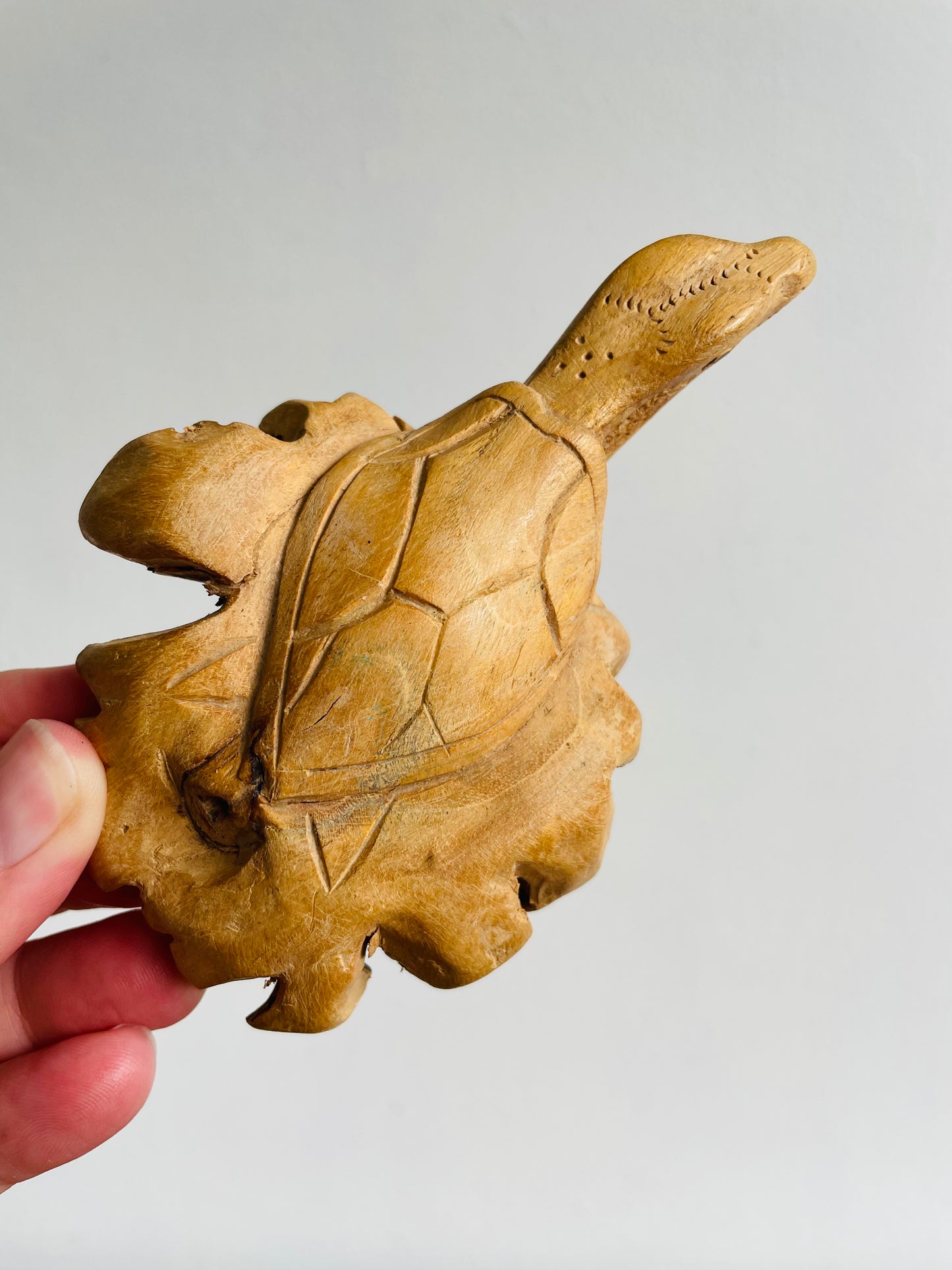 Hand Carved Wooden Turtle Sculpture Figurine