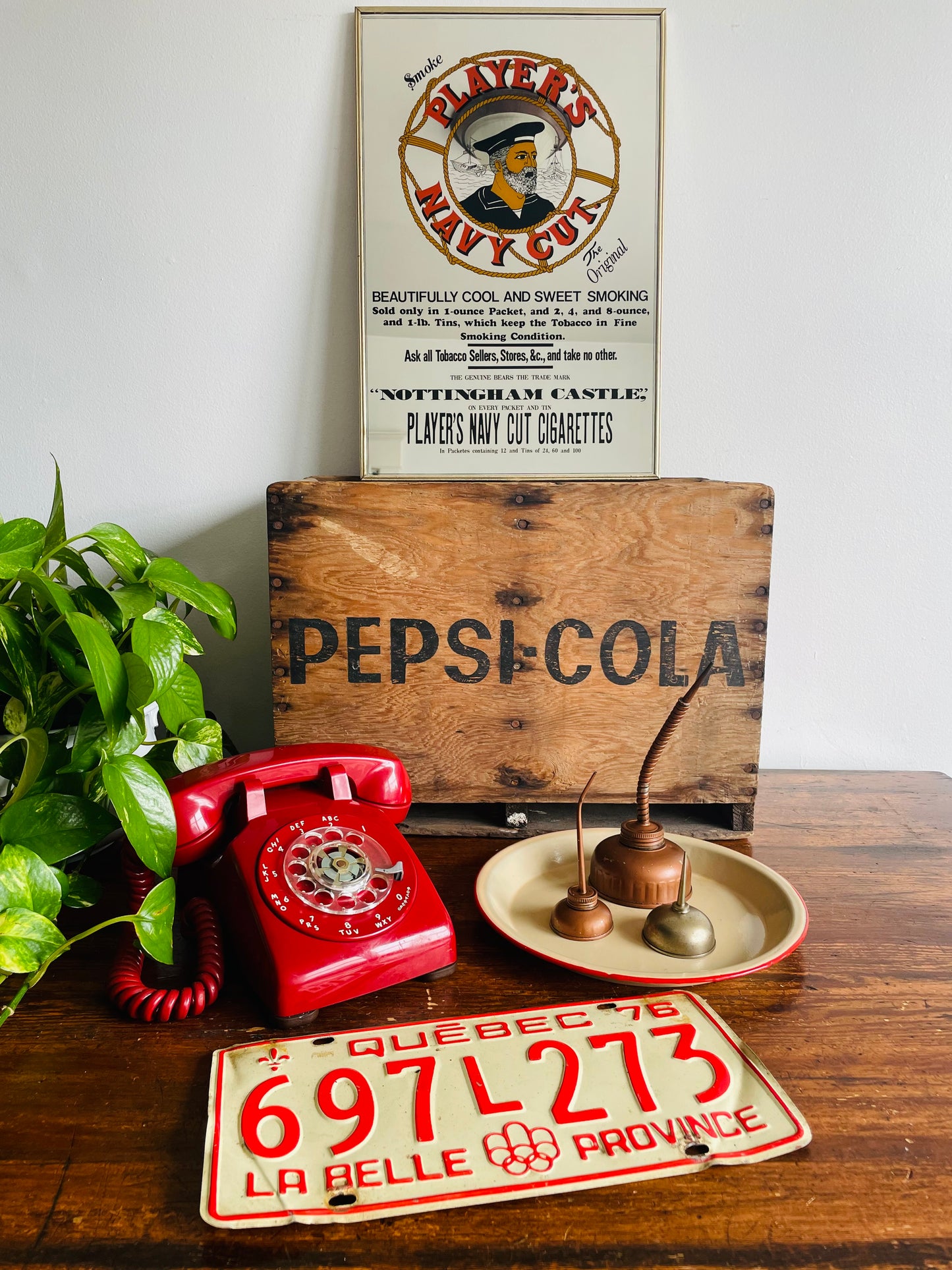 Advertising Mirror Sign - Smoke Player's Navy Cut Cigarettes - Dareco Industries Ltd. Made in Japan