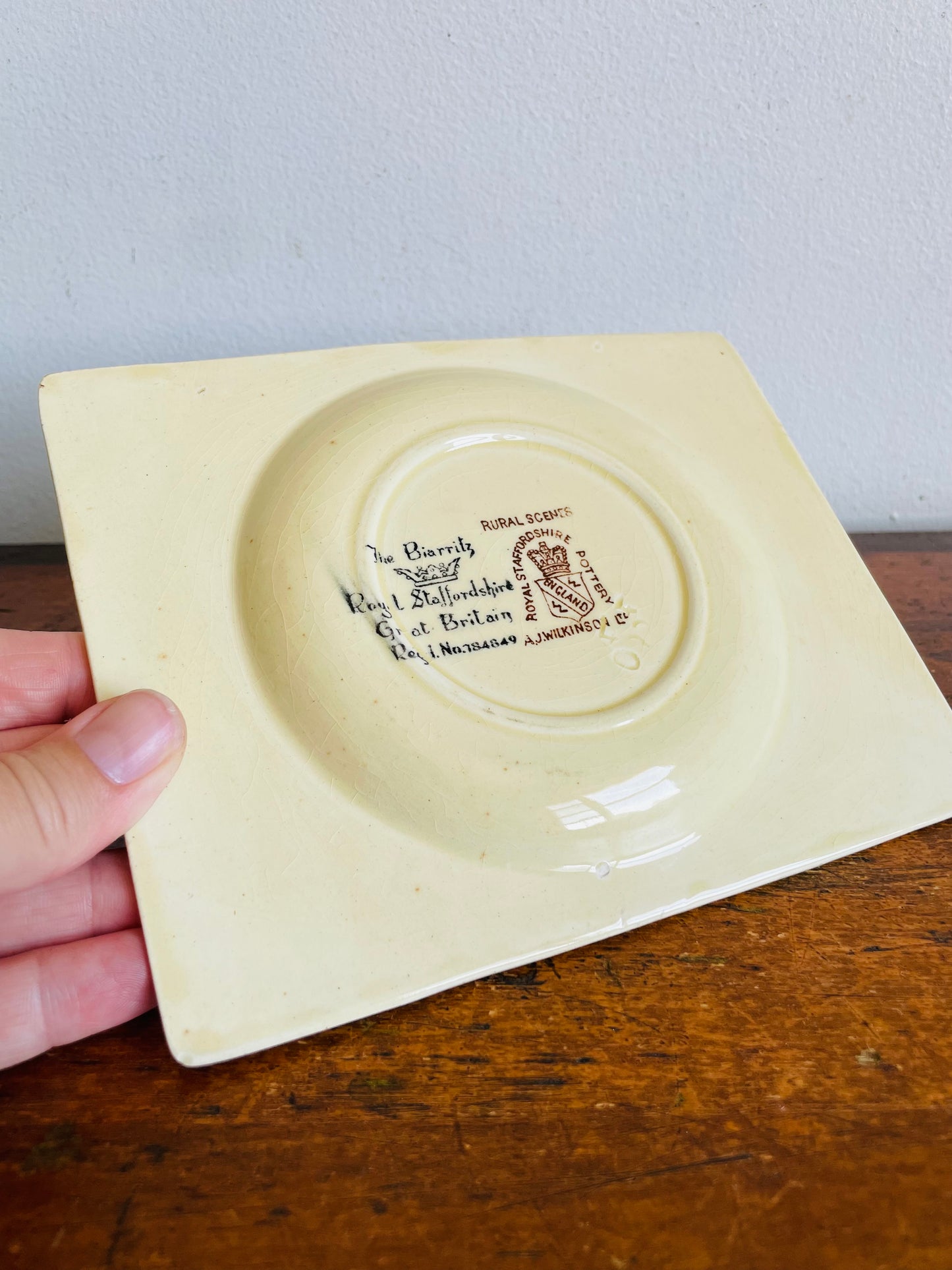 Vintage Royal Staffordshire Pottery A.J. Wilkinson Ltd. Rural Scenes Trinket Dish Plate - The Biarritz - Made in Great Britain
