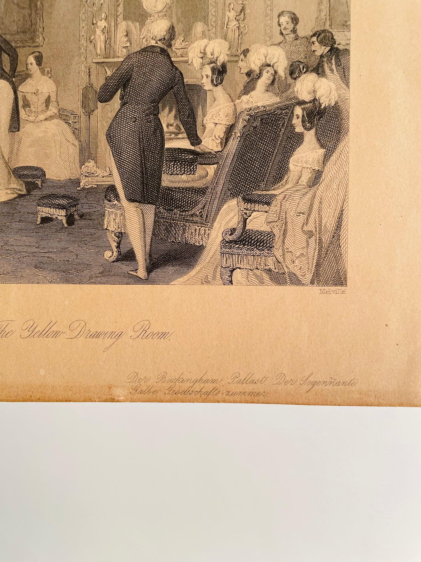 Albert & Victoria Buckingham Palace The Yellow Drawing Room Lithograph Print Picture