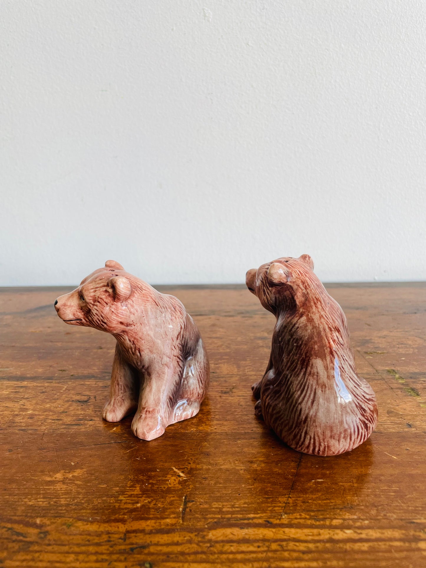 Giftcraft Taiwan Ceramic Brown Bear Salt & Pepper Shakers - Set of 2