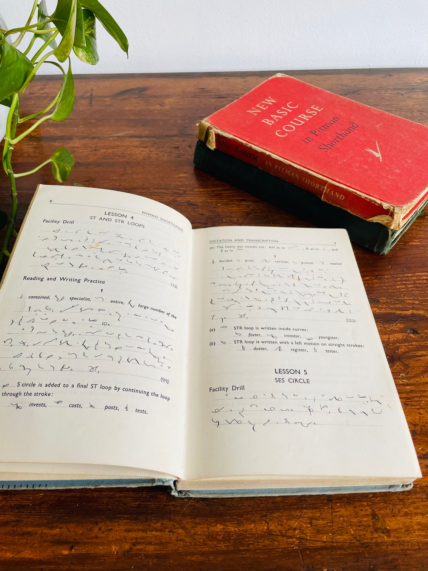 Shorthand Clothbound Hardcover Book Bundle - Set of 3 - Pitman Shorthand Dictation & Transcription, New Basic Course in Pitman Shorthand (1962), & Steps to Success in Shorthand Book II (1948)