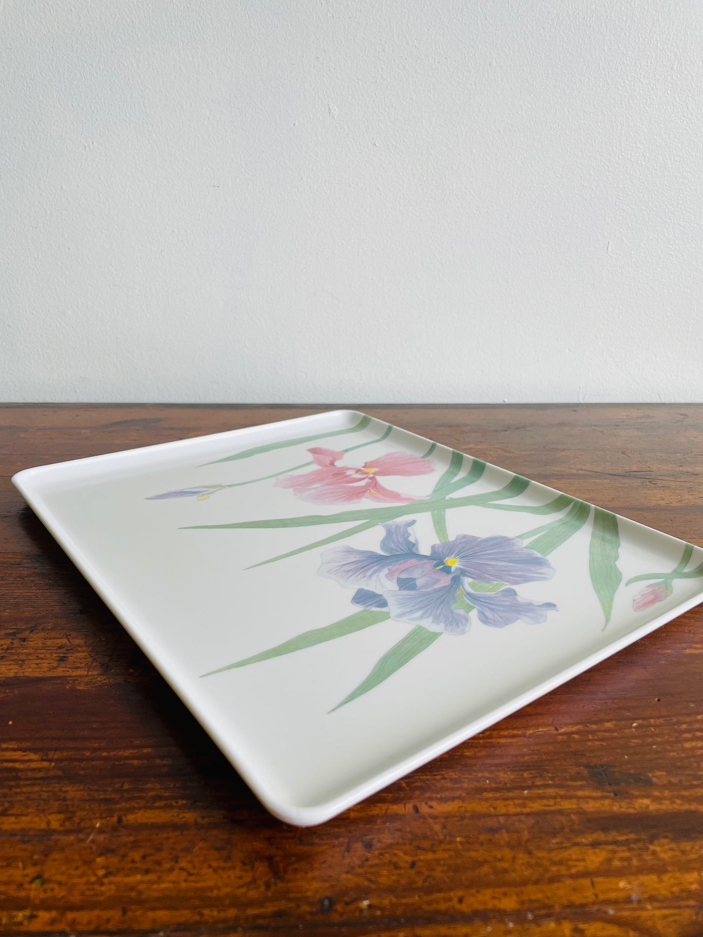 Mebel Melamine Serving or Decorative Tray with Purple & Pink Iris Flowers - Made in Italy