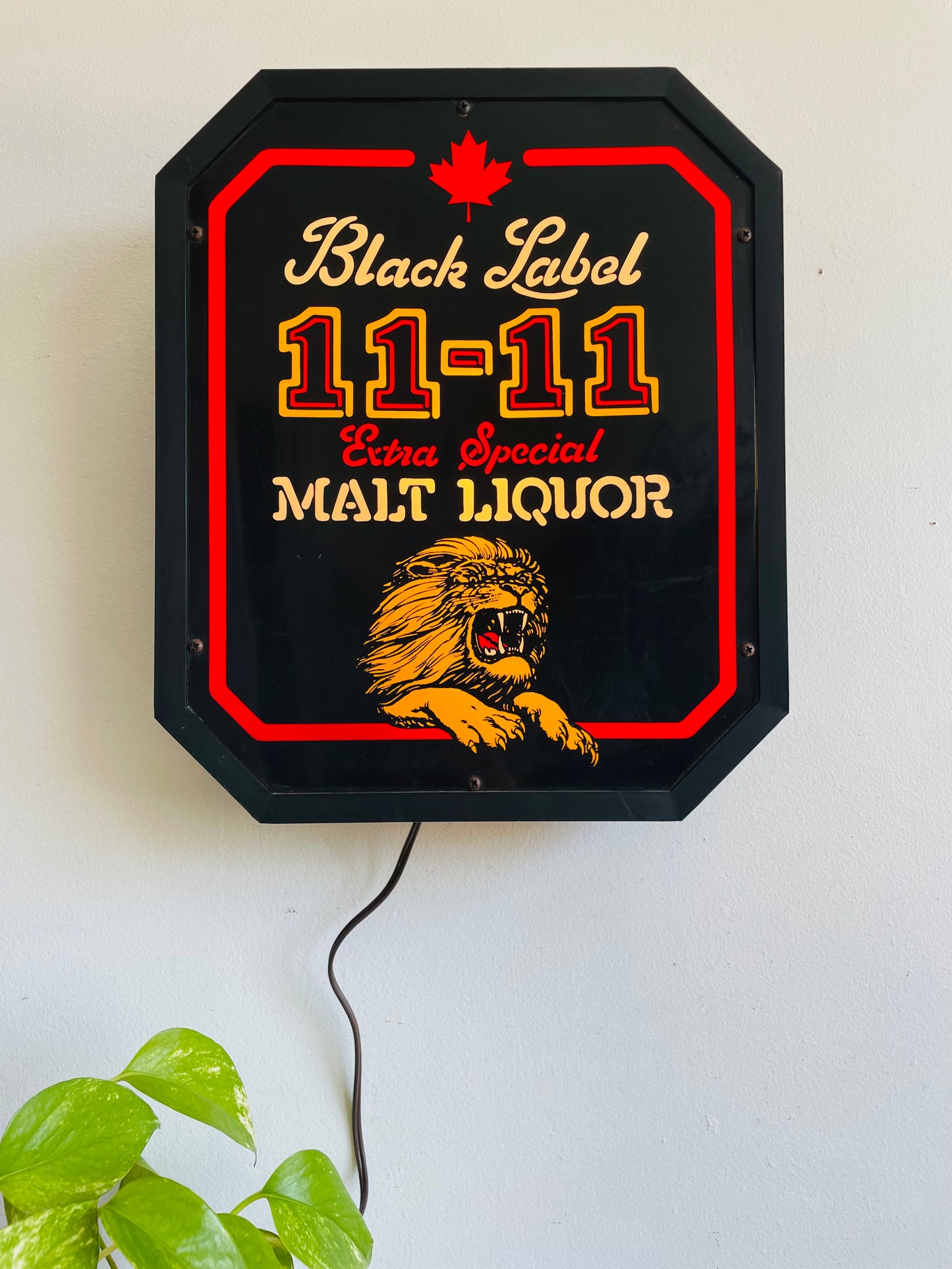 Black Label 11-11 Extra Special Malt Liquor Wall Mount Light Up Lamp Sign