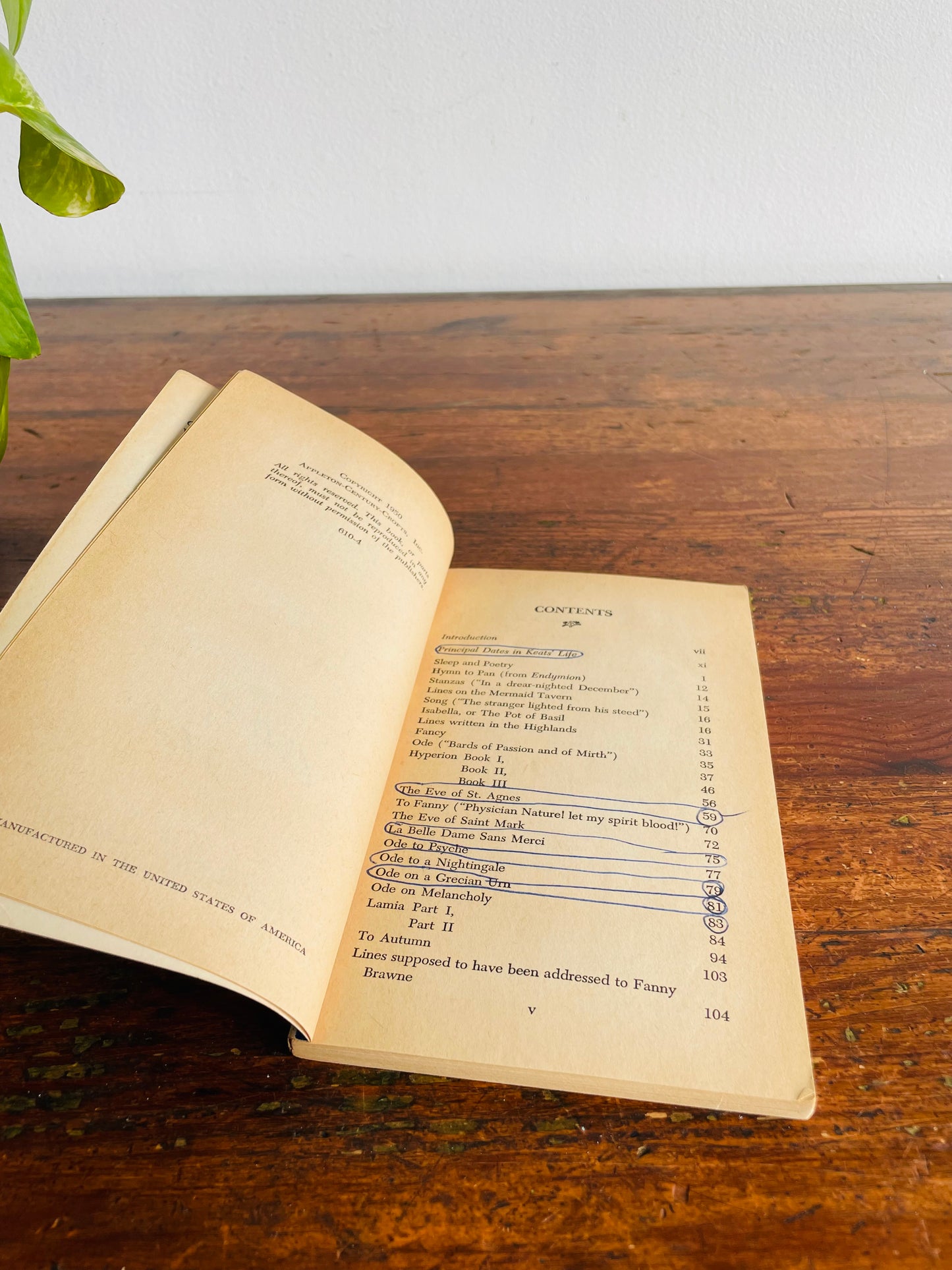 Crofts Classics Selected Poems by John Keats - Edited by George H. Ford Paperback Book (1950)