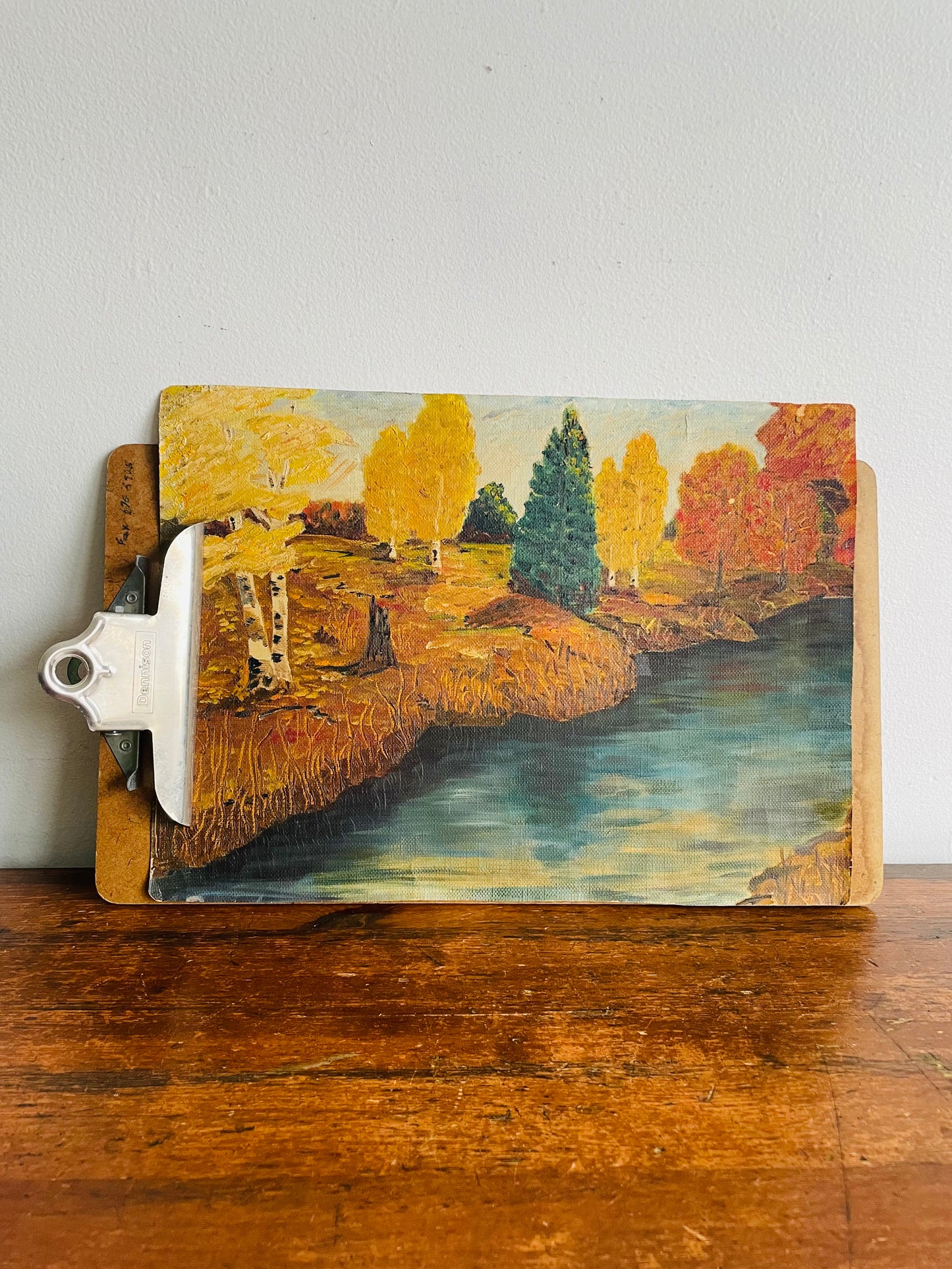 Original Art Painting on Canvas of Forest in Autumn Along River