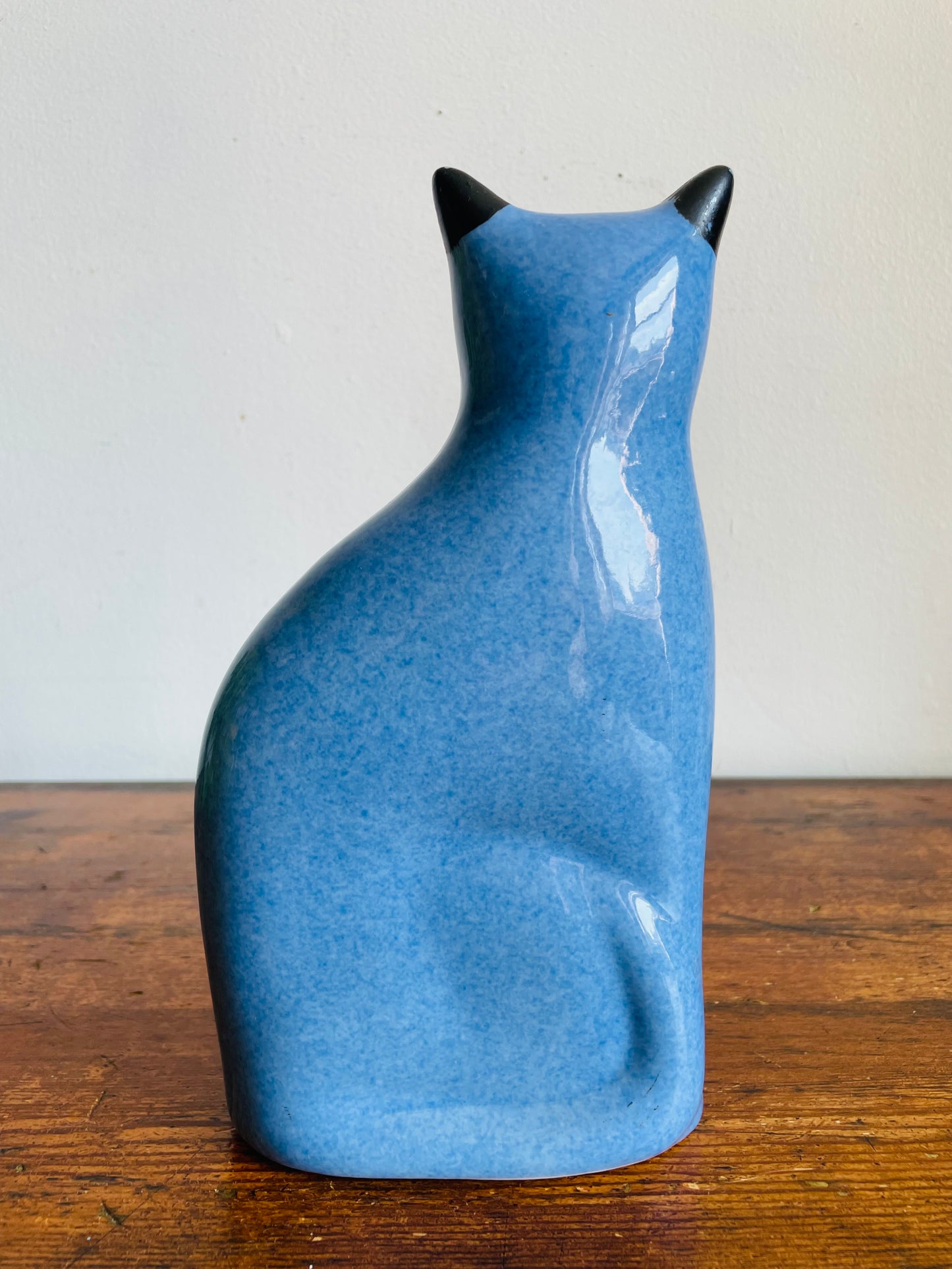 Vintage Calico China Blue 9" Cat Statue Figurine