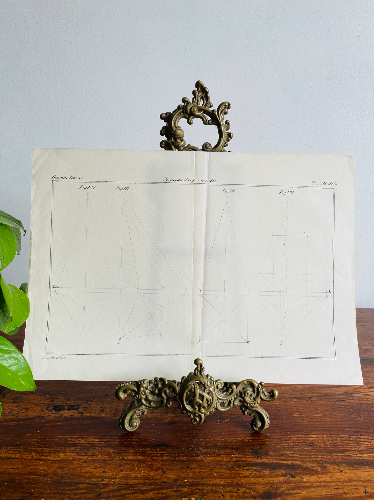 Antique Architecture Art Student Portfolio Drawing - Projection of Pyramids - Found in Lisbon, Portugal