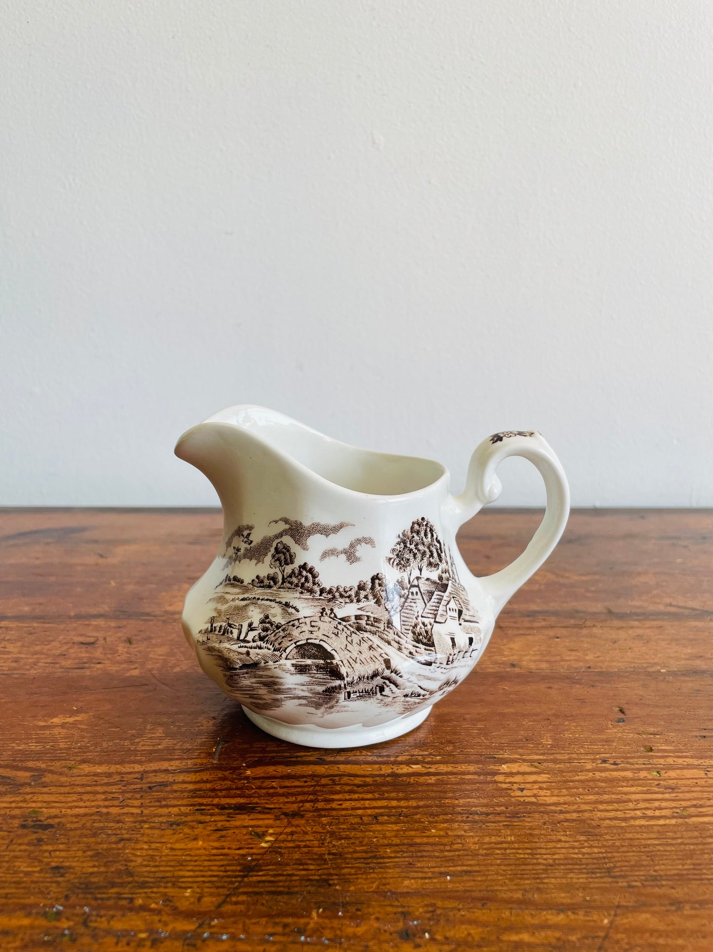 Ridgway Country Days Brown Transferware Creamer Jug - Staffordshire England