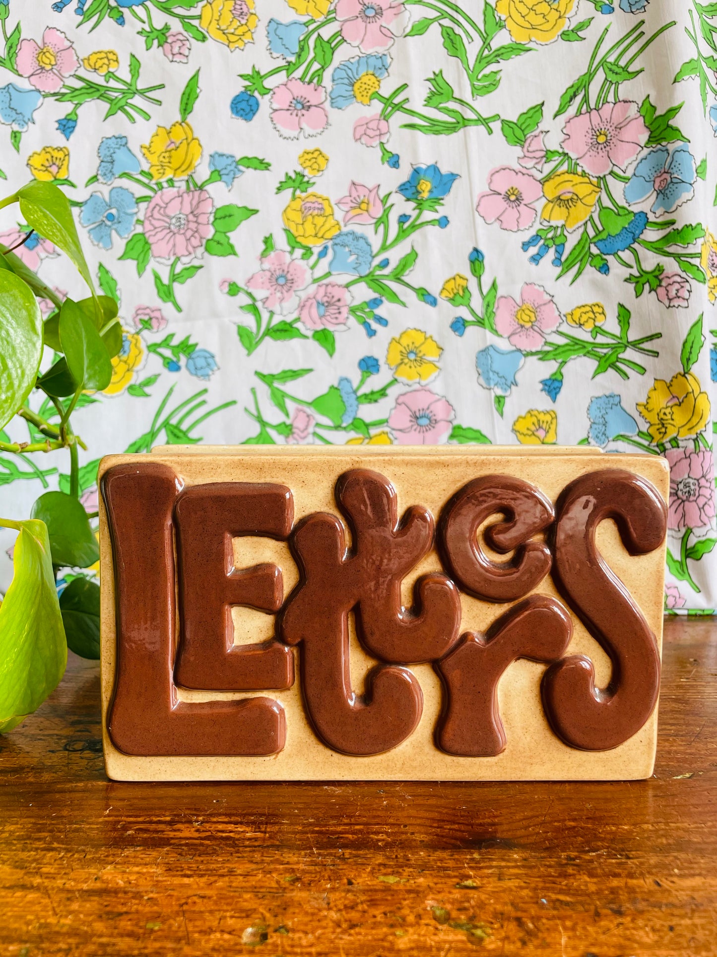 1982 Letters Mail Holder in Bubble Font - Hand Painted & Signed by DR